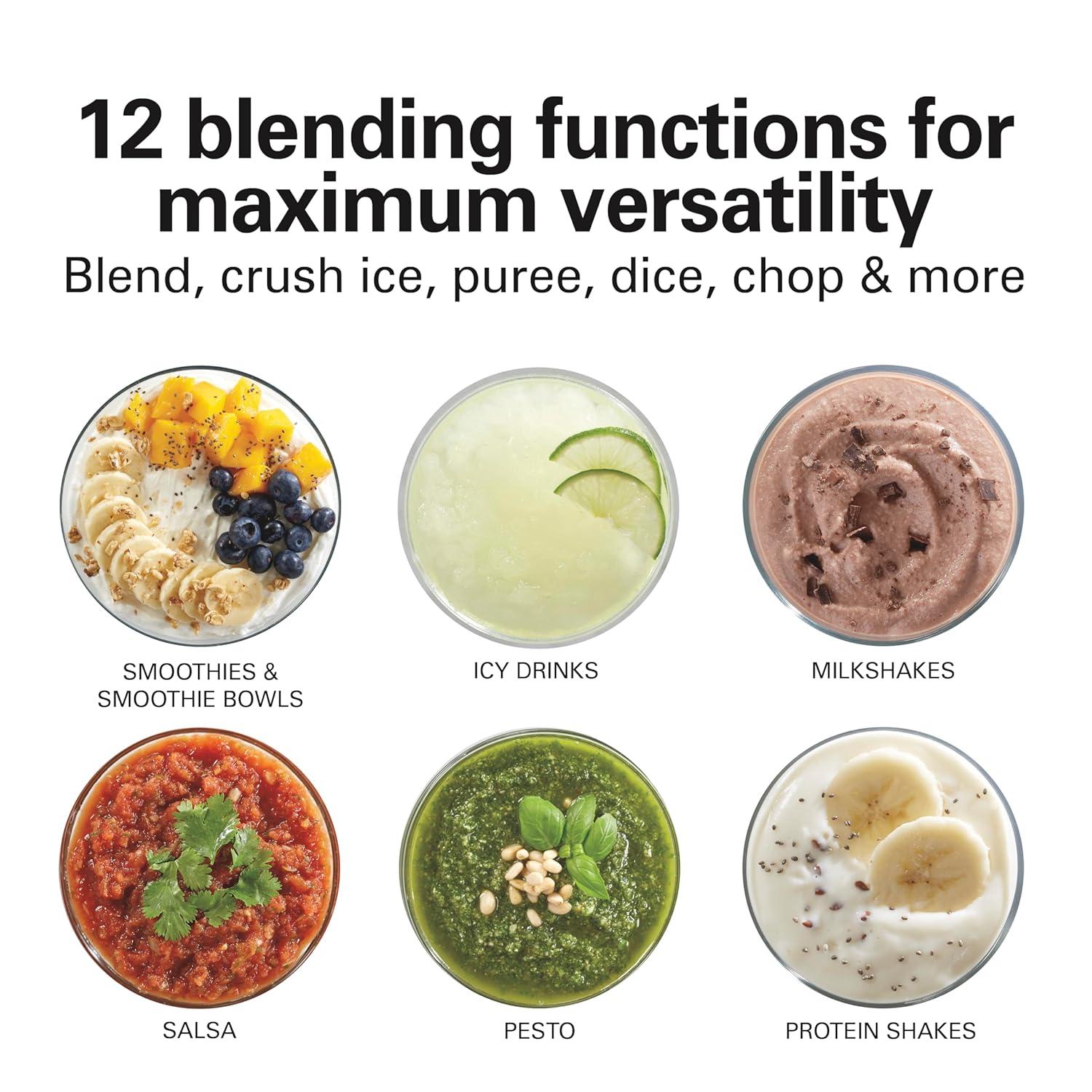 Hamilton Beach Power Elite Multi-Function Blender with Mess Free 40 oz. Glass Jar, 700 Watts, Black, 58148A
