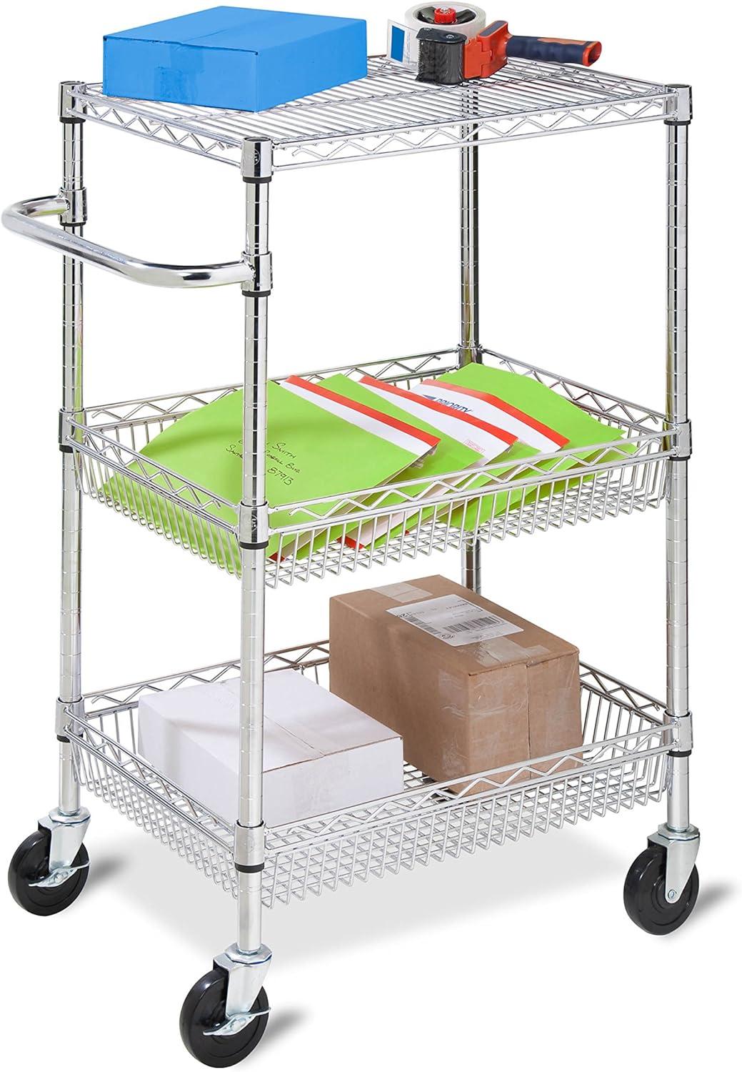 Honey Can Do 3 Shelf Chrome Storage Cart, Chrome