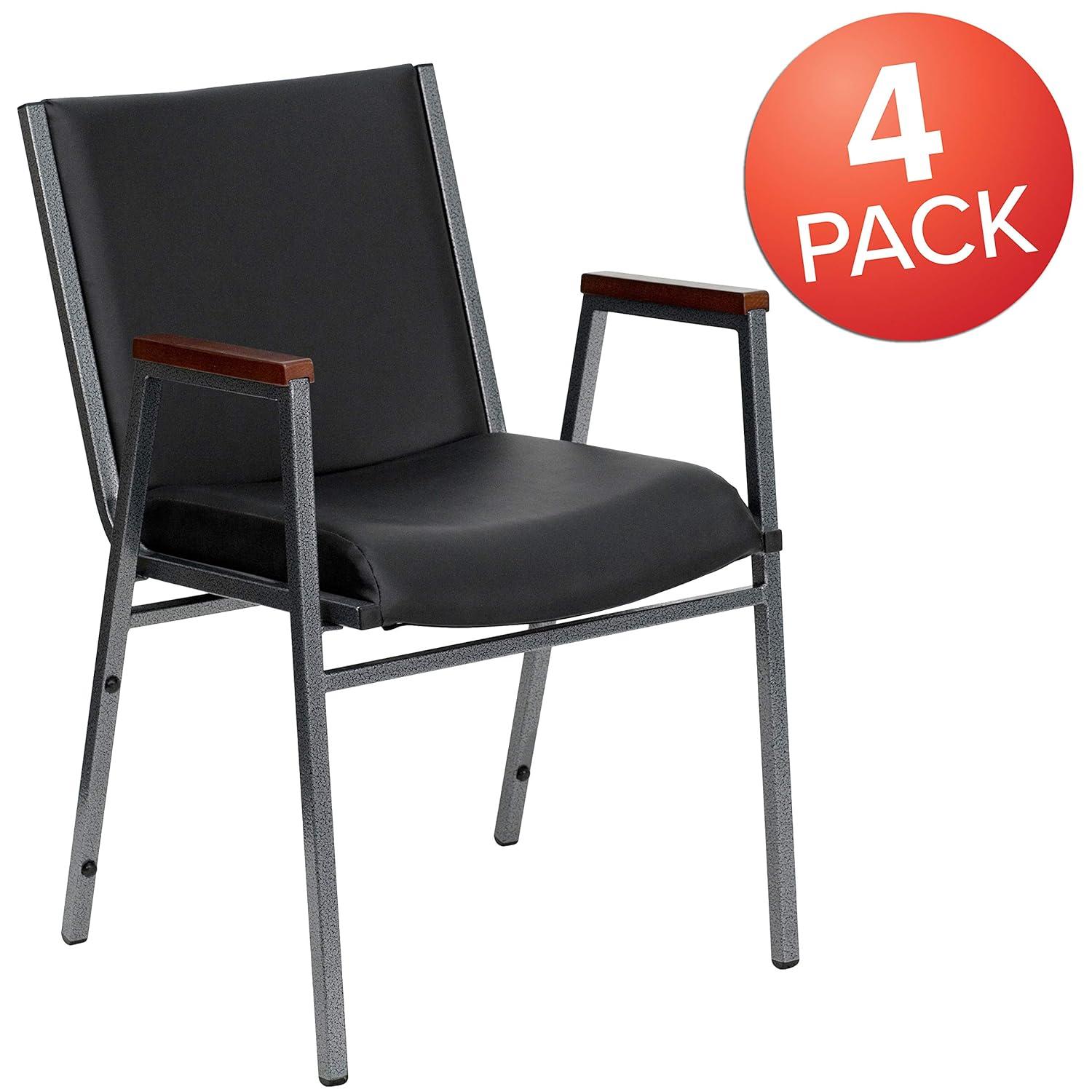 Flash Furniture Aliya Heavy Duty Stack Chair with Arms (Set of 4)