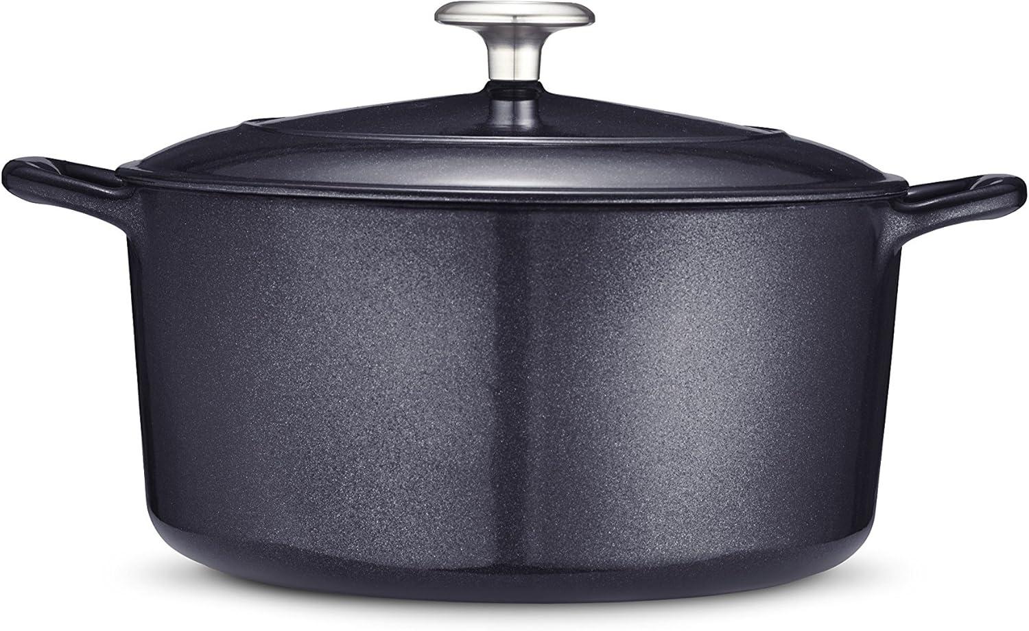 Tramontina 5.5 QT Covered Round Dutch Oven - Cast Iron - Dark Blue - Gourmet 80131/038DS