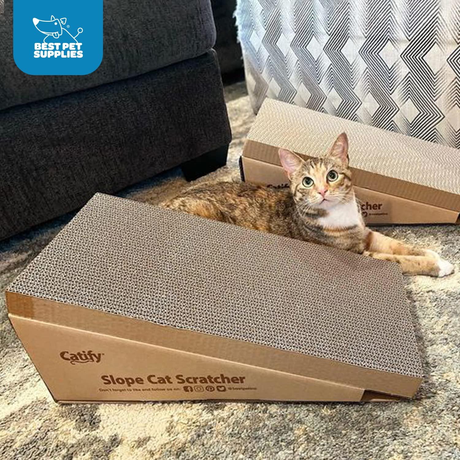 Best Pet Supplies Corrugated Cardboard Cat Scratcher Refill Pads, Lounger, and Fun Interactive Scratching Boards, Claw Safe, Durable, Natural Recycled Materials, Supports Active Play