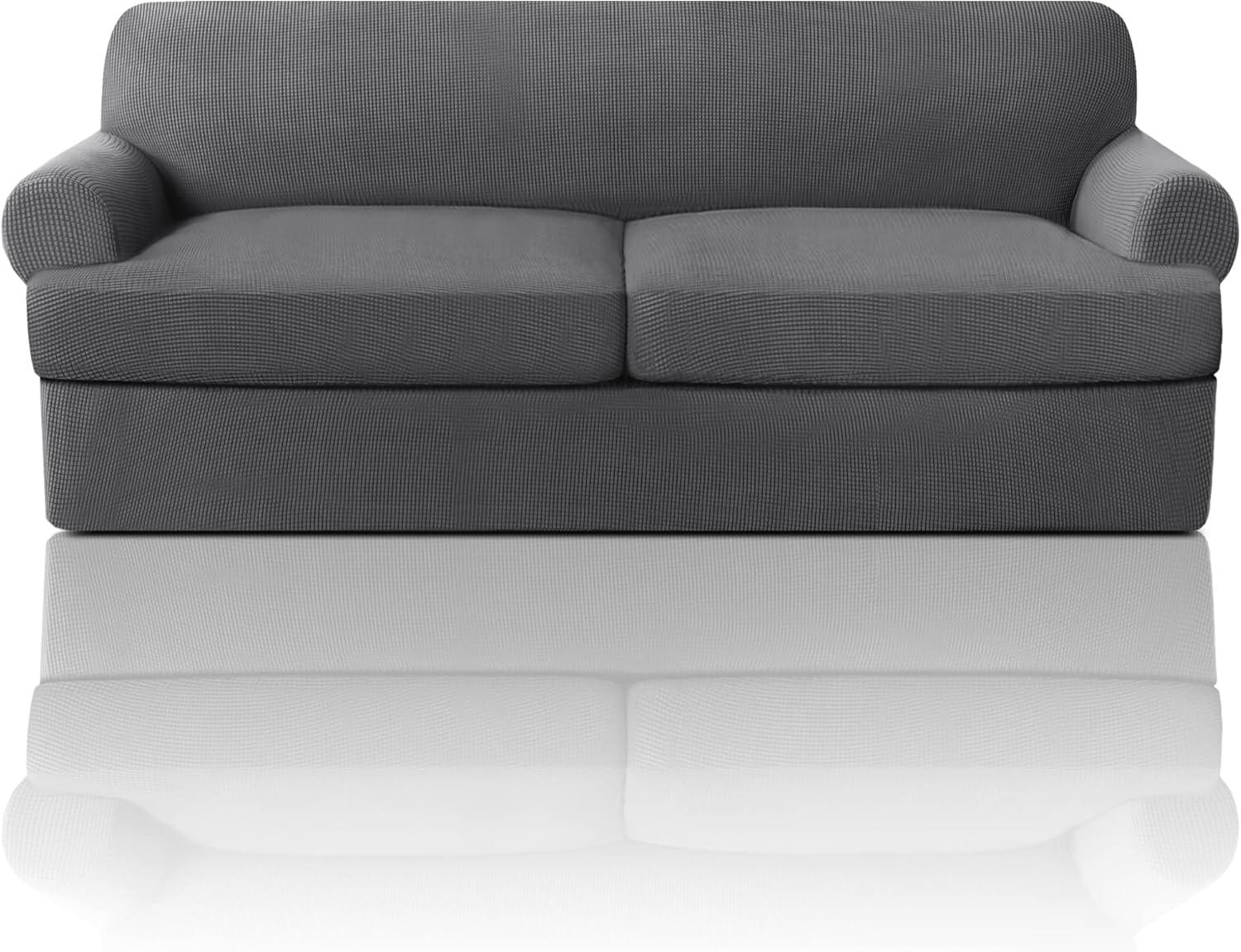 Gray Stretch T Cushion Loveseat Sofa Cover