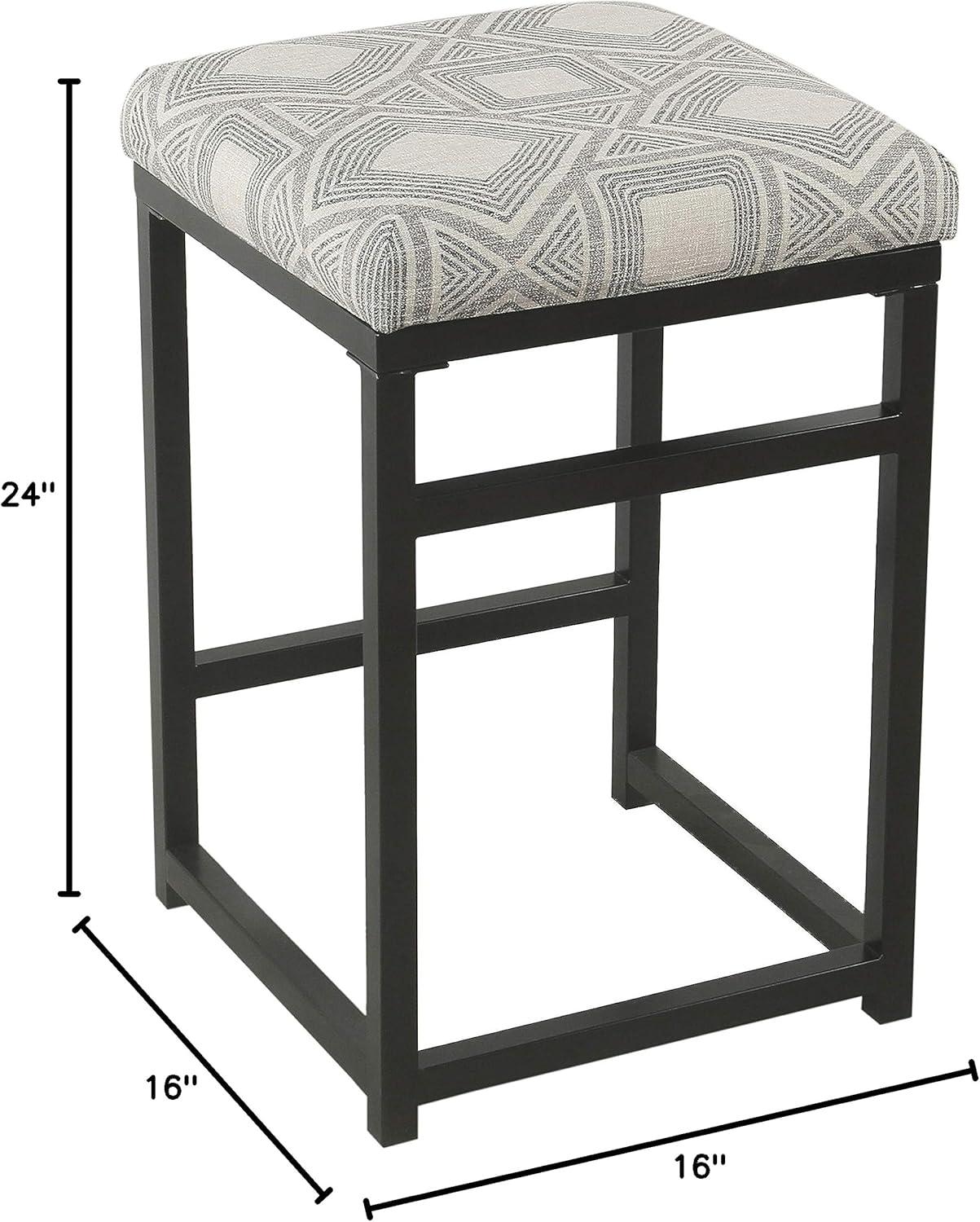 24" Open Back Metal Counter Height Barstool Charcoal - HomePop: Upholstered, Powder-Coated, 250lb Capacity