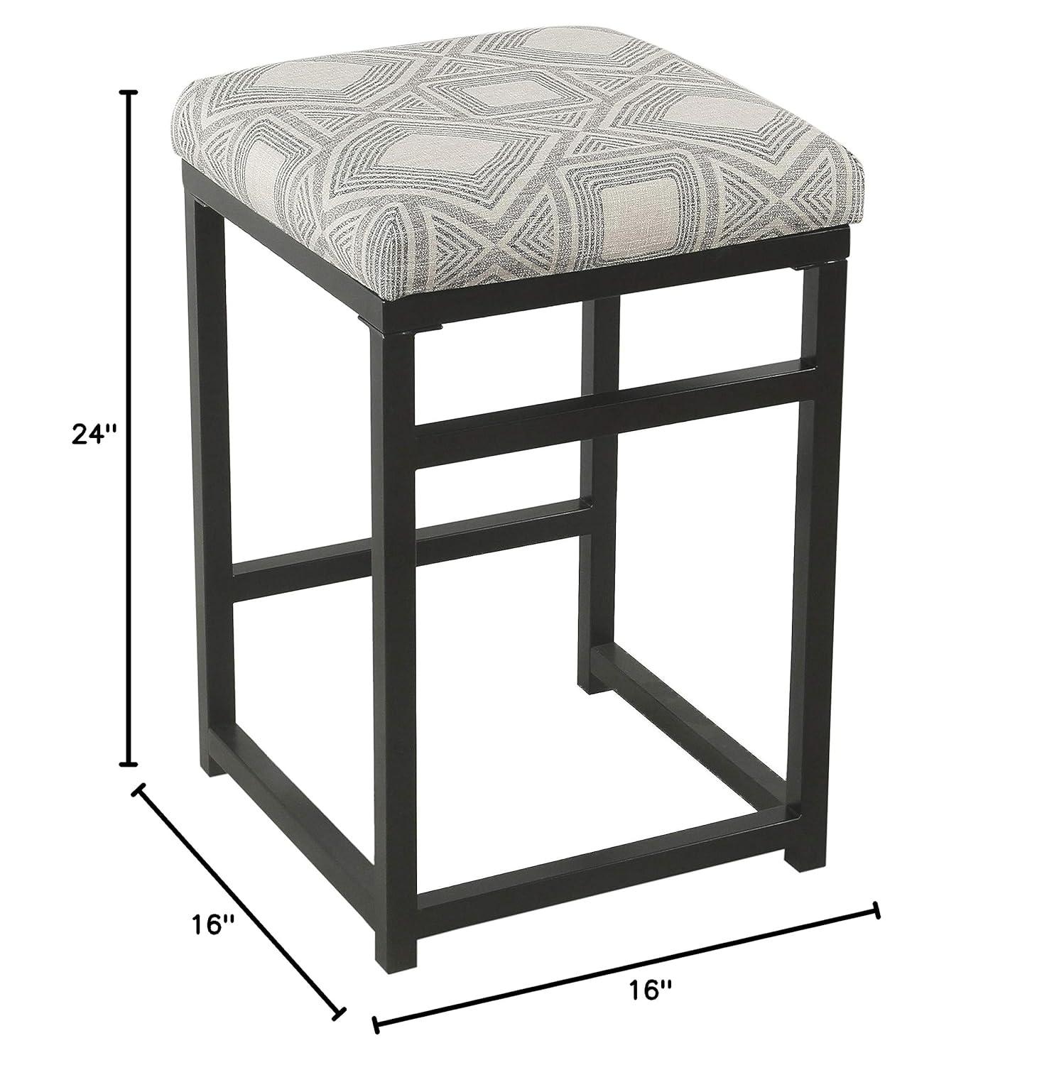 24" Open Back Metal Counter Height Barstool Charcoal - HomePop: Upholstered, Powder-Coated, 250lb Capacity