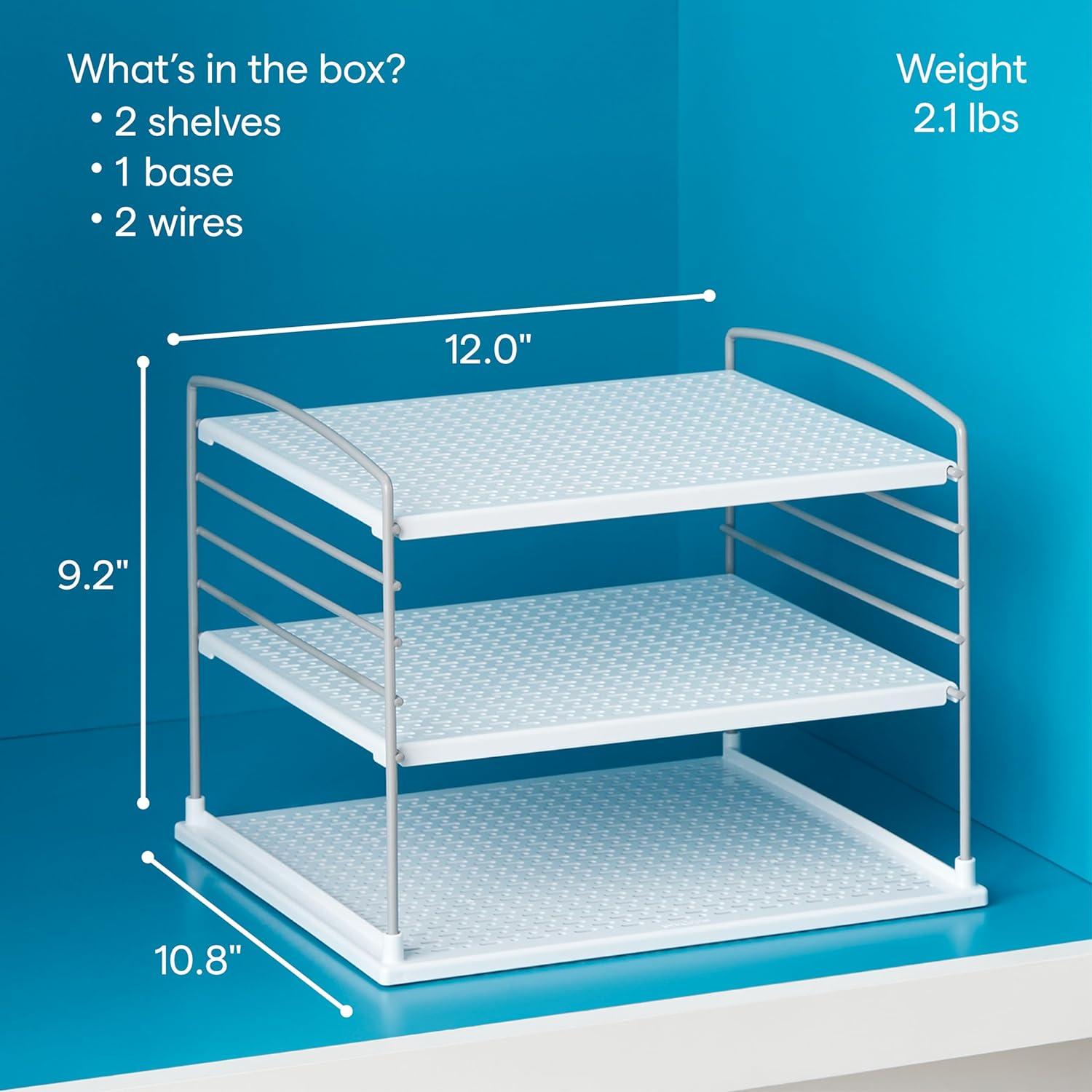 Adjustable White Steel and Plastic Kitchen Box Organizer