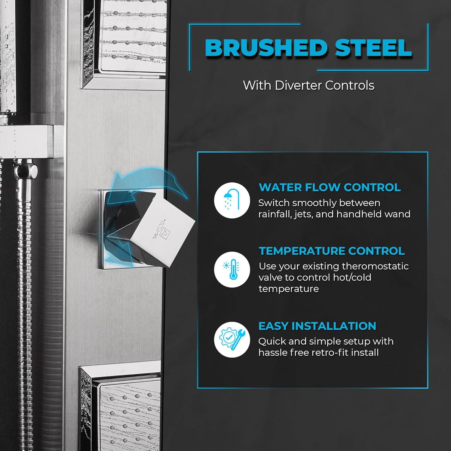 ANZZI Aura 39.37'' Shower Panel with Fixed Shower Head SP-AZ078BS