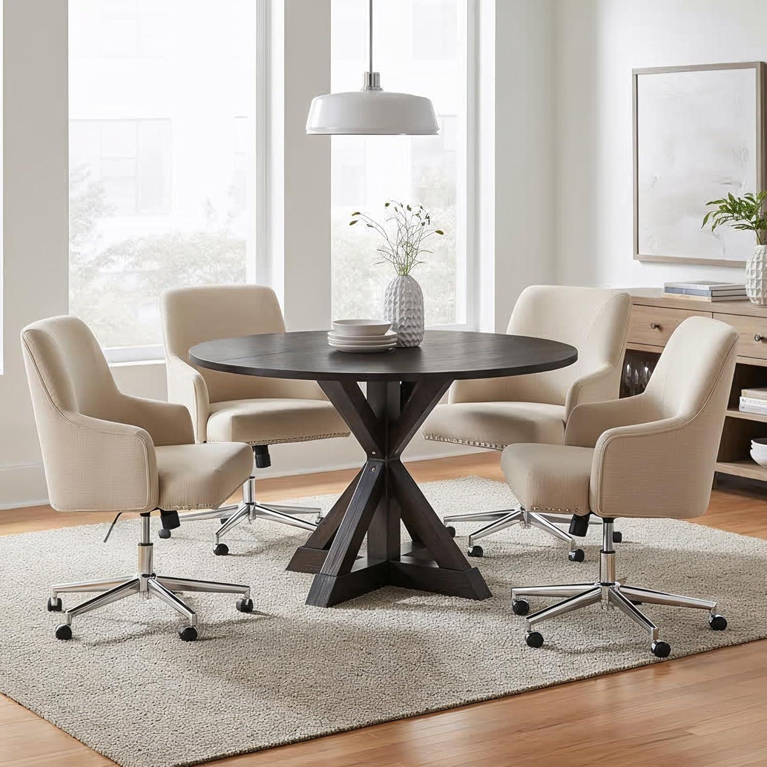 Finch Alfred Round Solid Wood Rustic Dining Table & Reviews | Wayfair