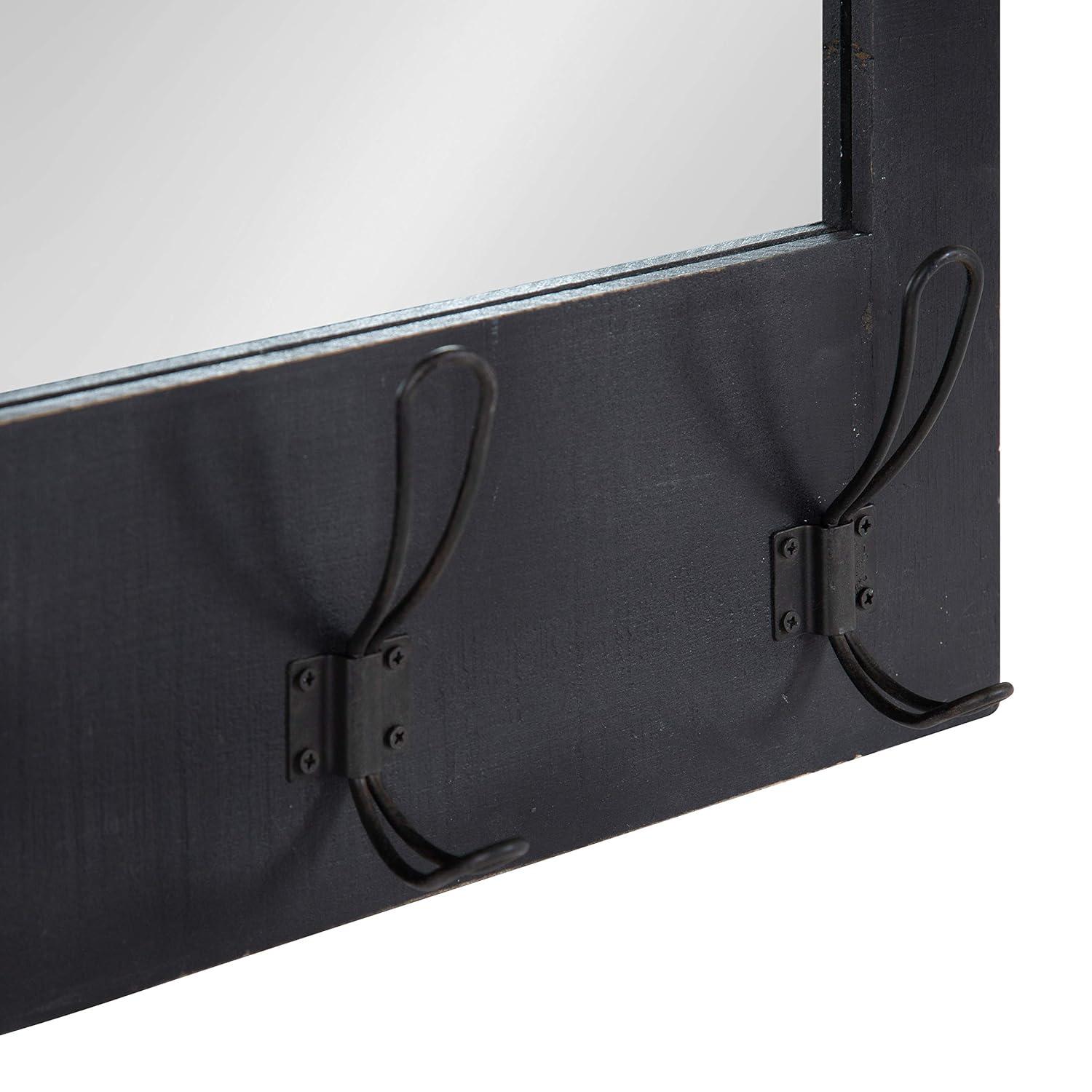 18" x 28" Cates Functional Wall Mirror Black - Kate & Laurel All Things Decor: Rustic Farmhouse, Wooden Frame, No Assembly Required