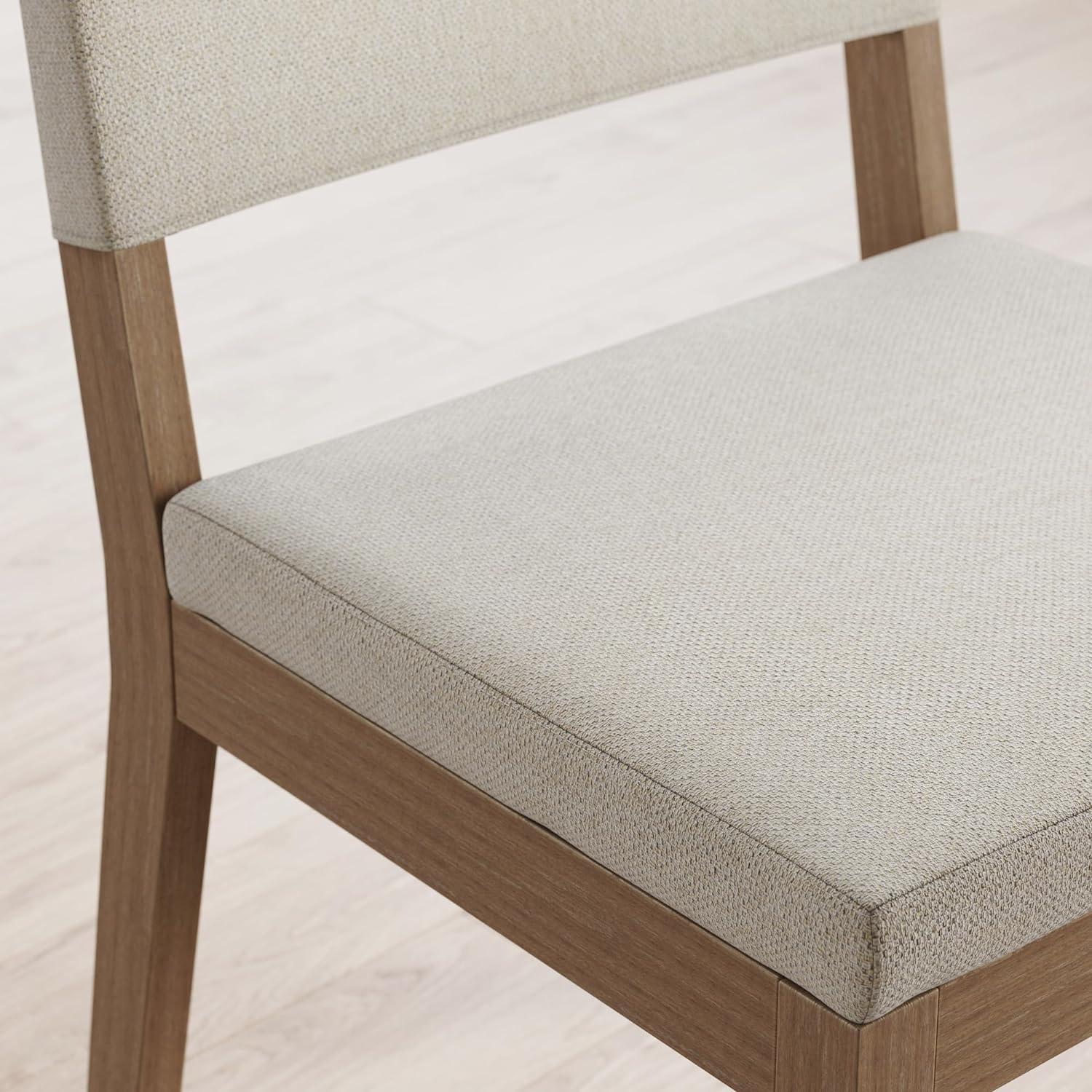 Linus Light Brown Upholstered Side Chair with Rubberwood Legs