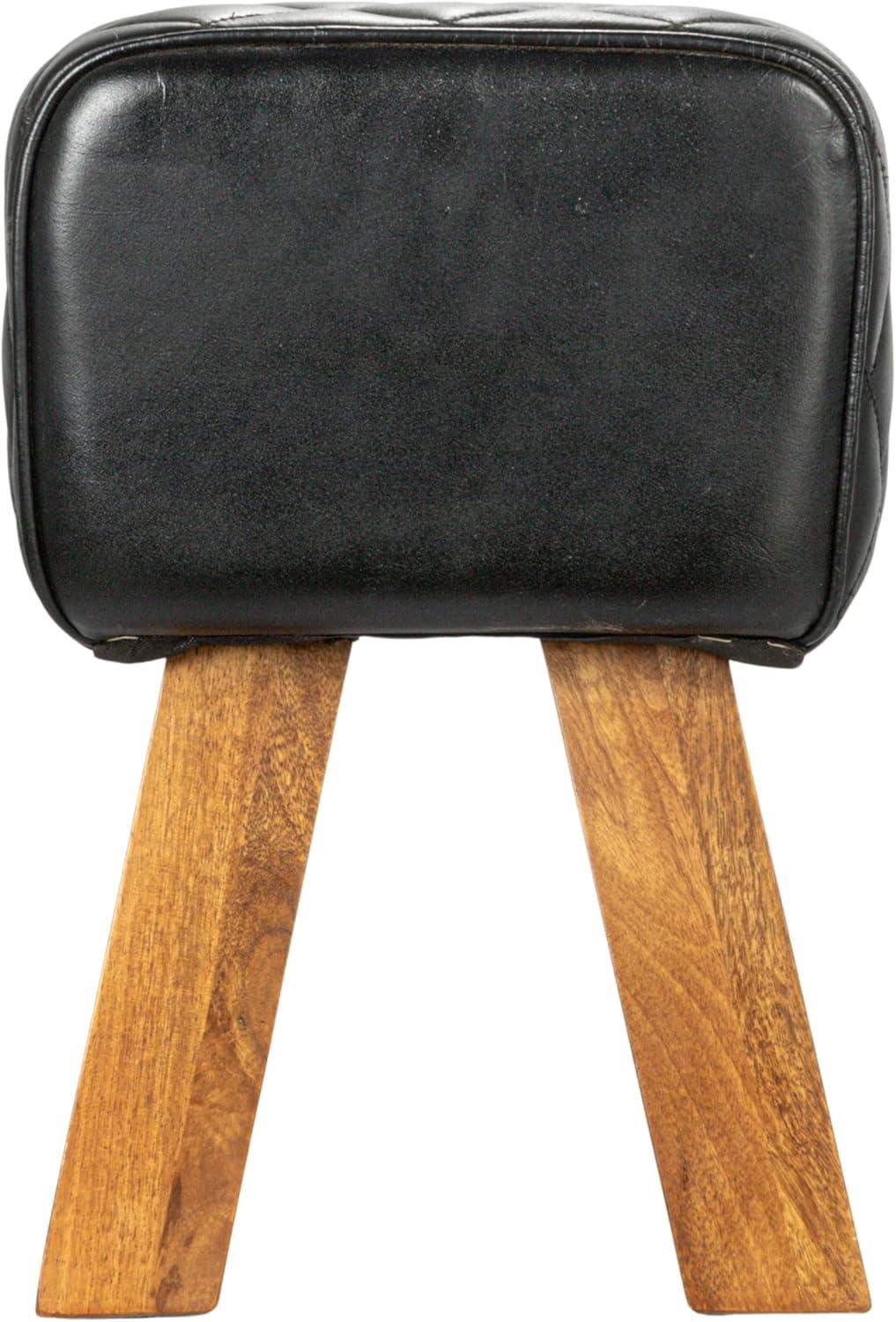 Storied Home Stitched Genuine Leather Bench Black