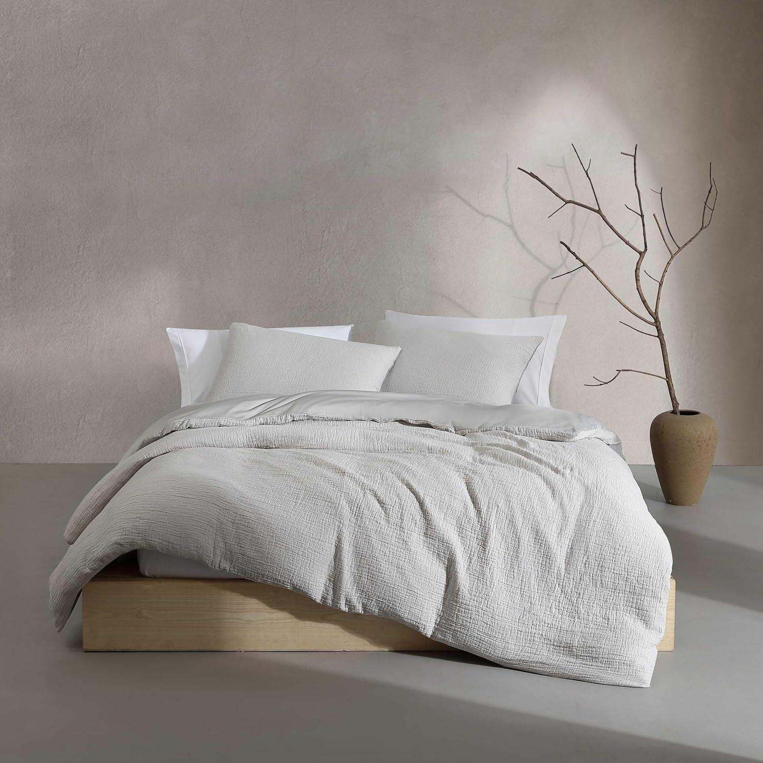 Calvin Klein Washed Texture Solid Cotton Duvet Cover Set