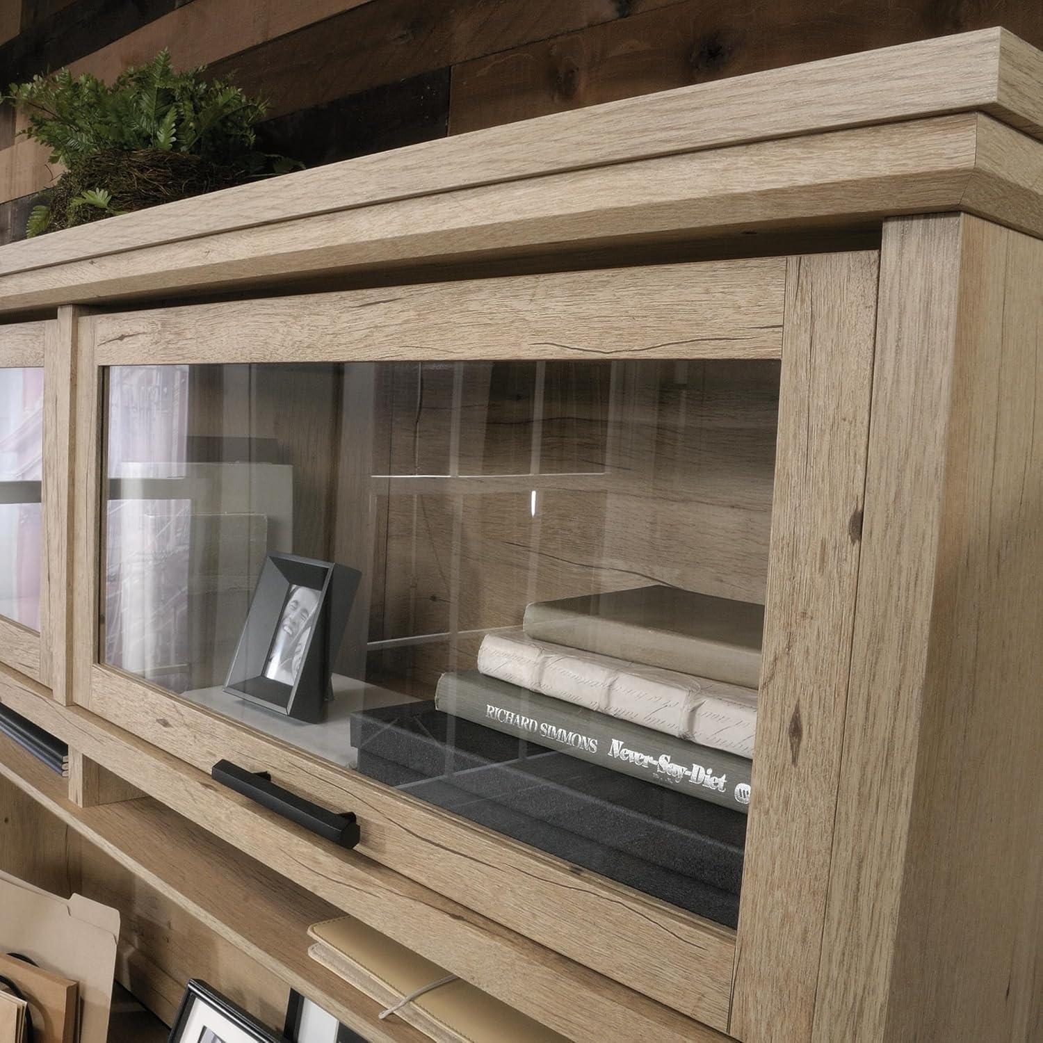 Prime Oak L-Shaped Desk with Hutch and Storage