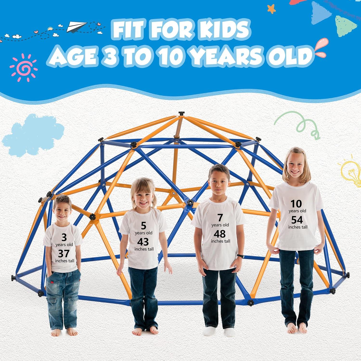 JAXPETY Climbing Dome,10 FT Outdoor Toddler Climbing Toys, Toddler Jungle Gym Playground Sets for Backyards, Kids Outdoor Climbing Structures 500 Lbs. Capacity