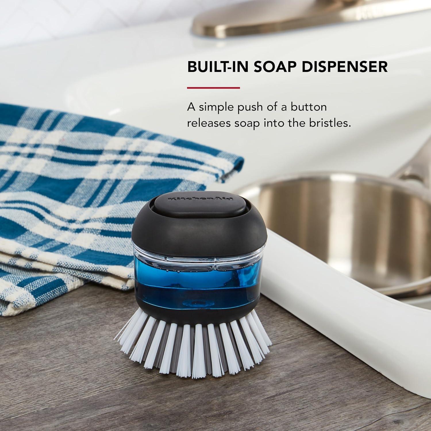 Black and Clear Plastic Soap Dispensing Palm Brush