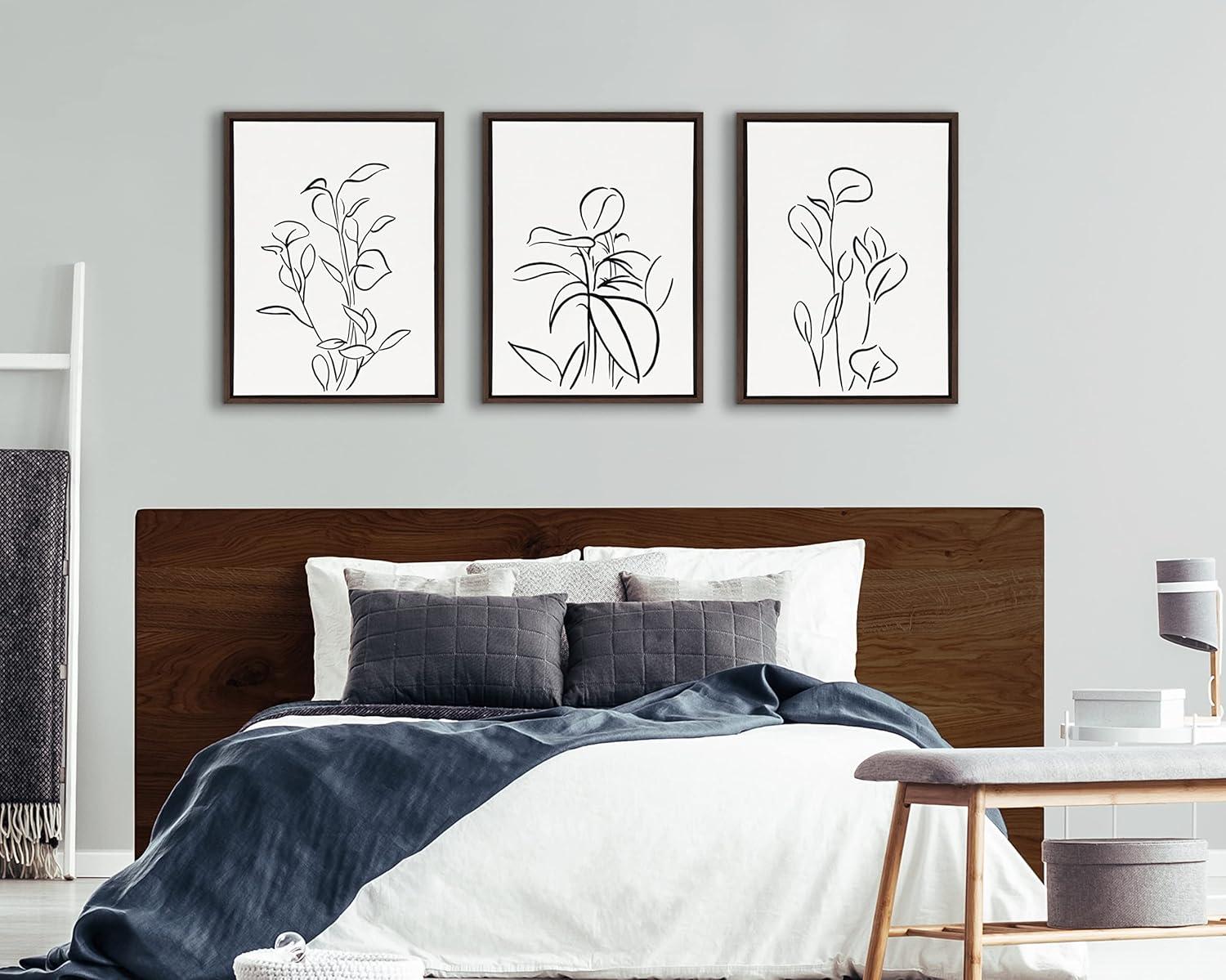 Kate and Laurel Sylvie Botanical Sketch Print No 2 Framed Canvas Wall Art by The Creative Bunch Studio, 18x24 Brown, Decorative Abstract Nature Art for Wall