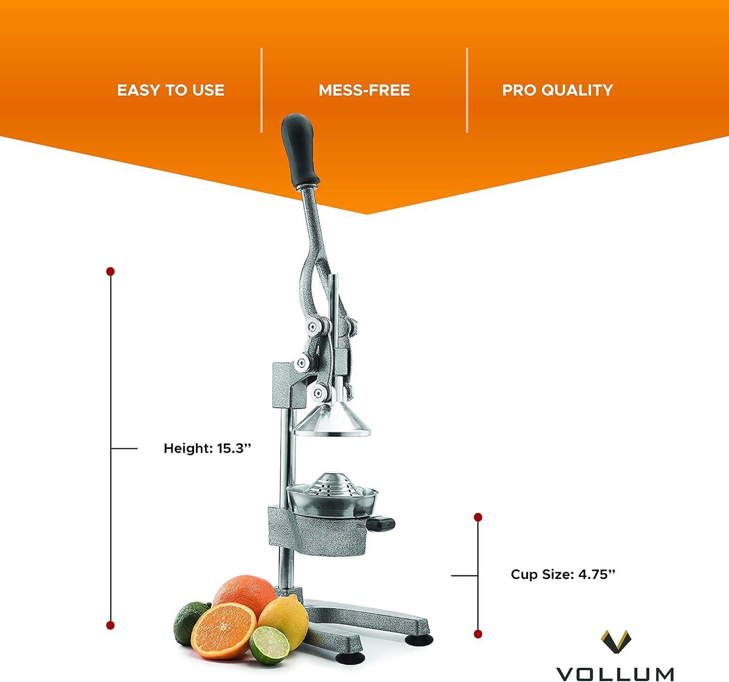 Gray Stainless Steel Manual Citrus Juicer with Non-Skid Base