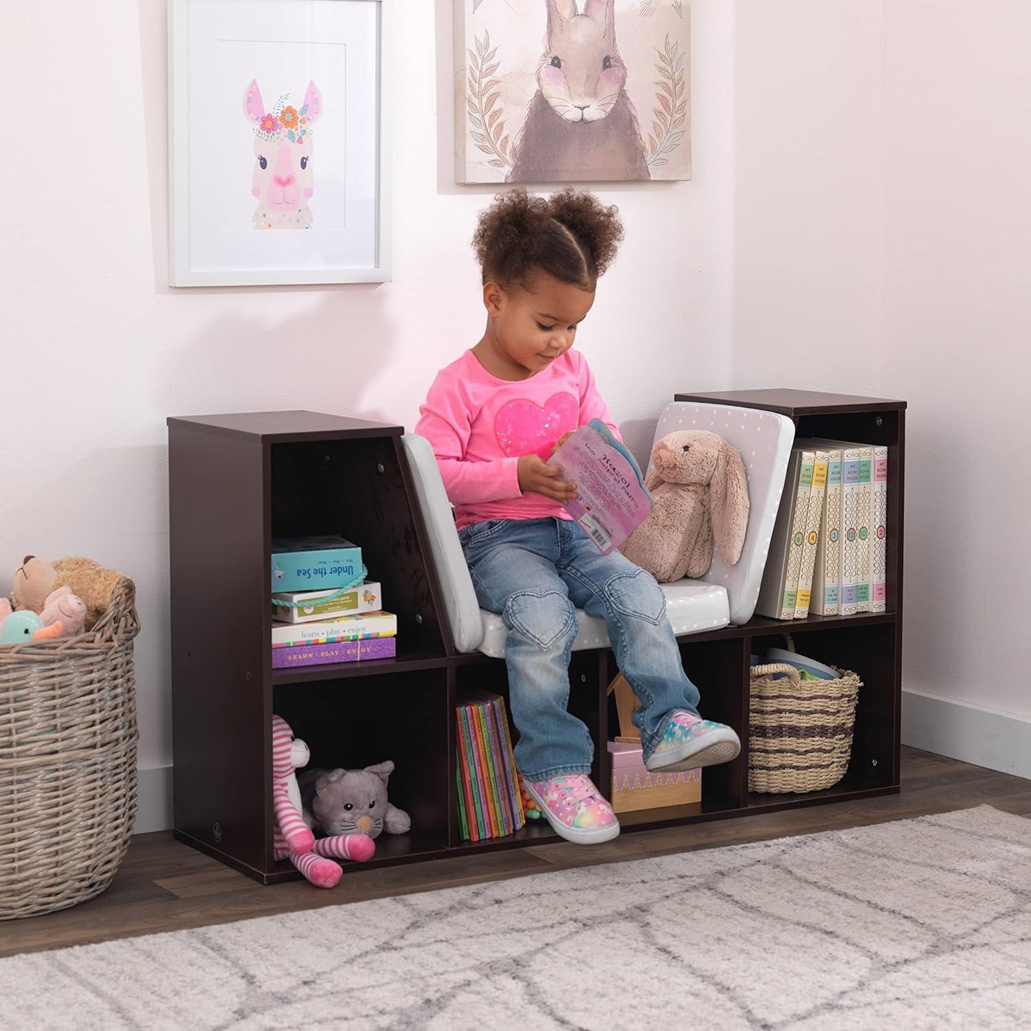 KidKraft Bookcase with Reading Nook, 6 Shelves, Natural