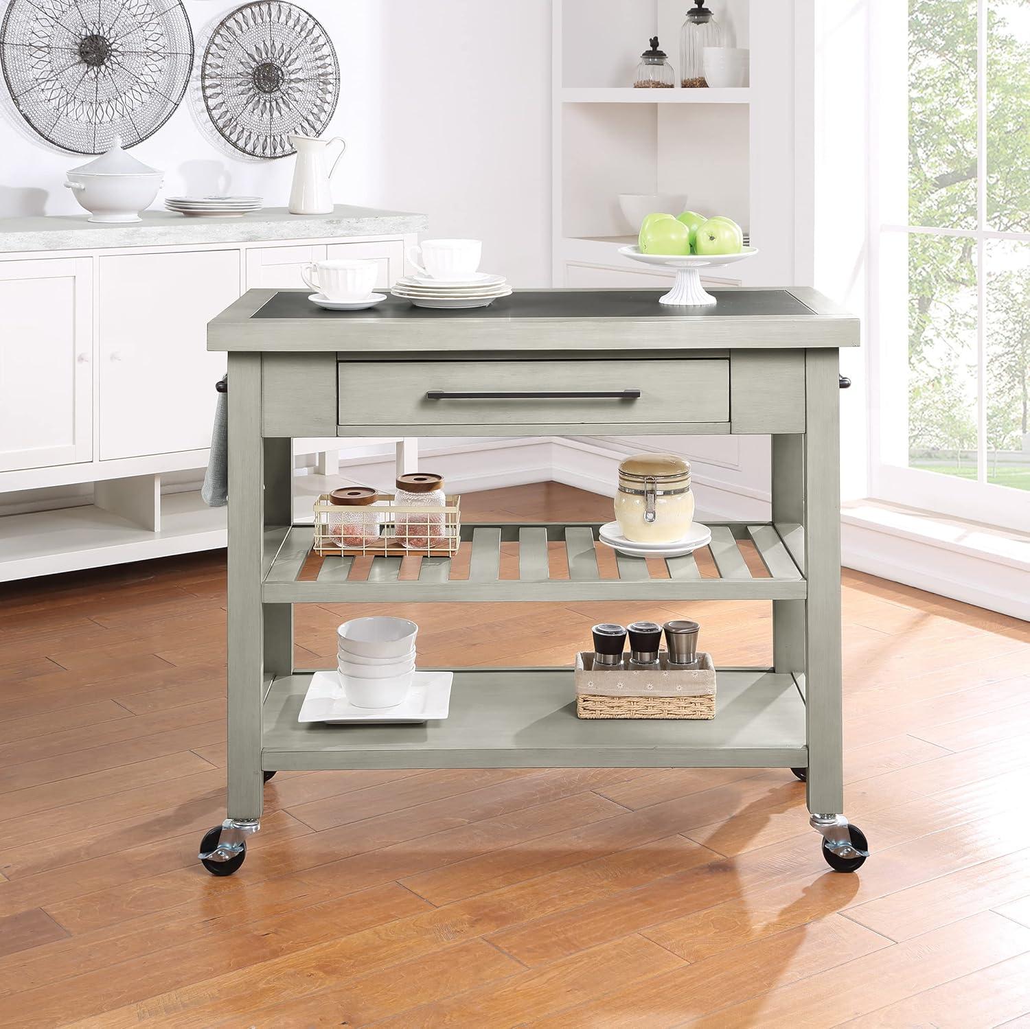 Bridgeford Engineered Wood Kitchen Island  in Antique White