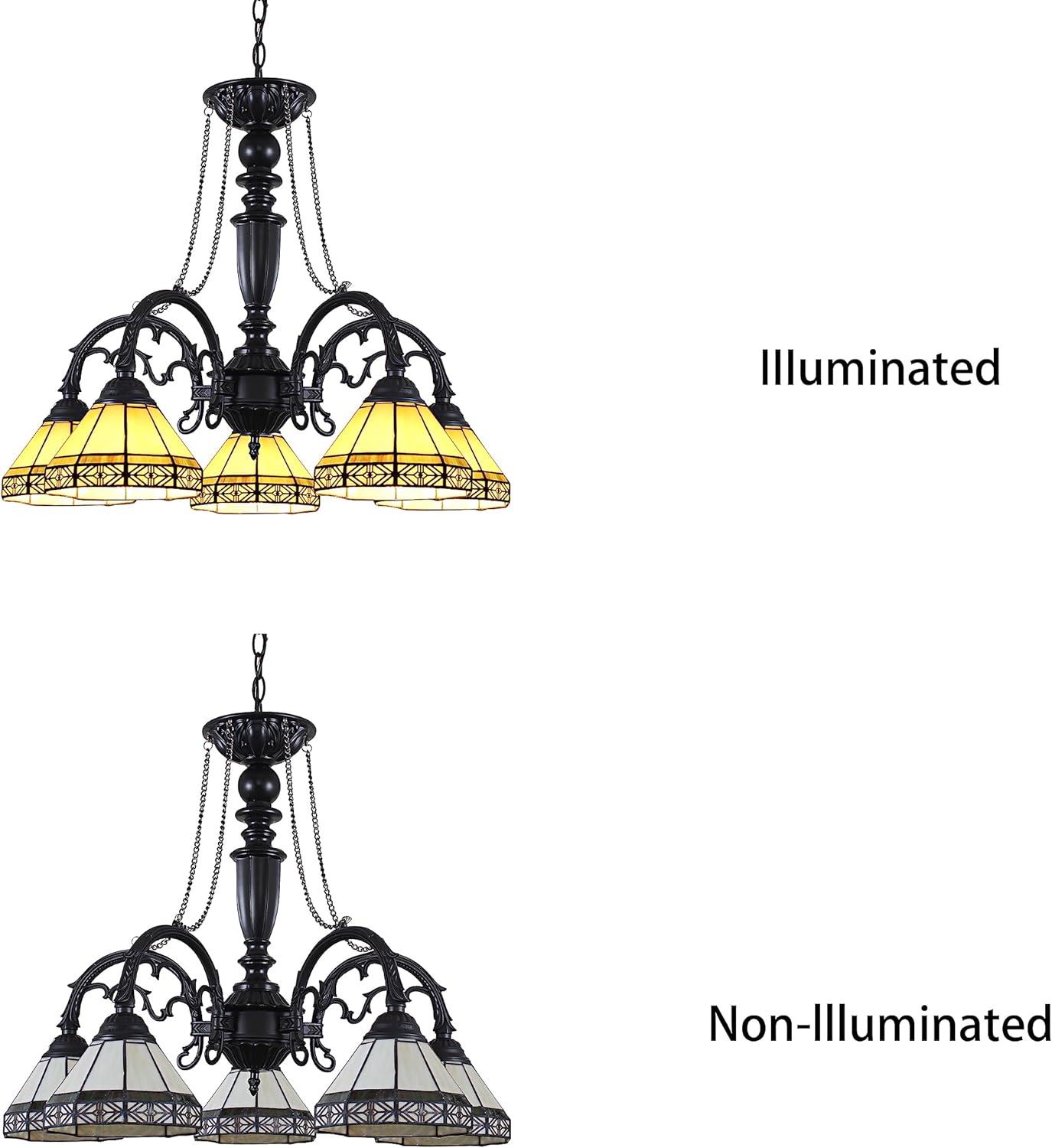 Chloe Lighting Belle Tiffany-Style 5 Light Mission Large Chandelier 27" Wide