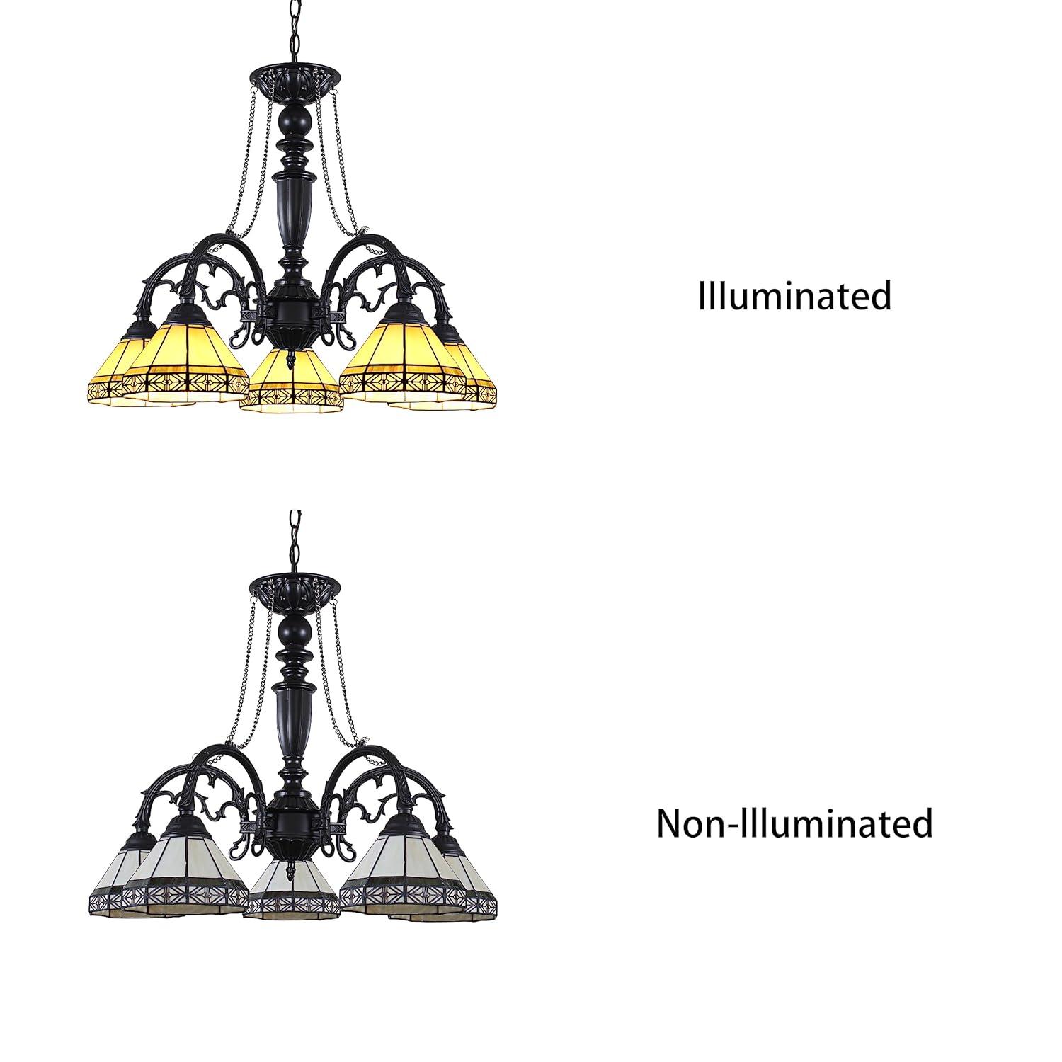 Chloe Lighting Belle Tiffany-Style 5 Light Mission Large Chandelier 27" Wide