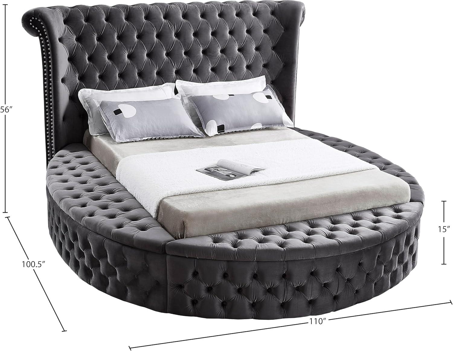 Meridian Furniture Luxus Gray Velvet King Bed