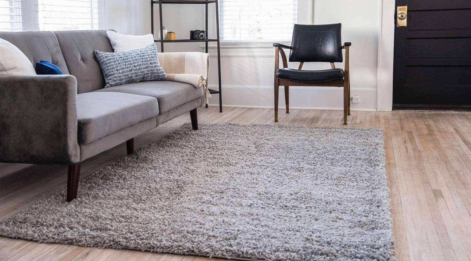 Cloud Gray Luxe Shag Rug 9' x 12' Rectangular Synthetic Easy Care