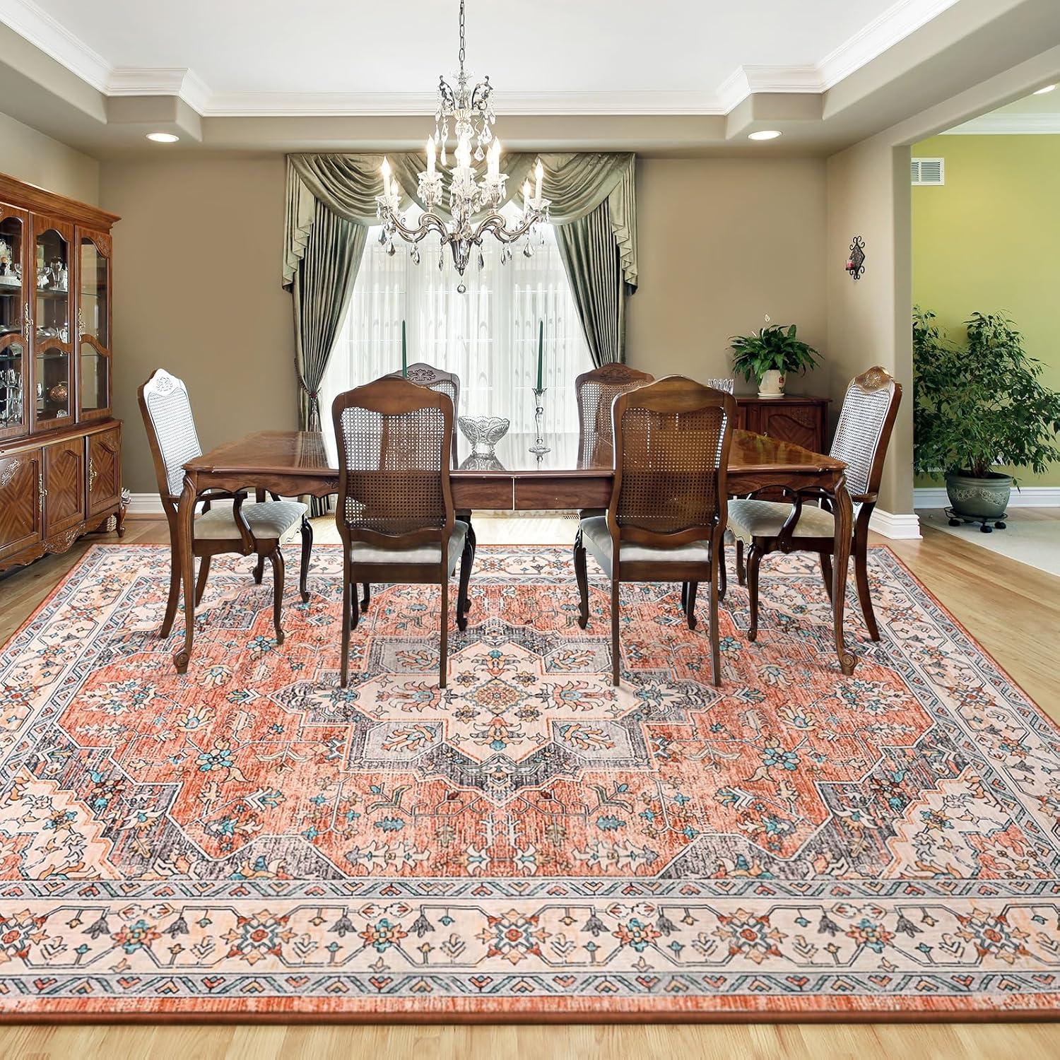 Nuloom Zara Medallion 4x6 Indoor Area Rug for Living Room Bedroom Dining Room Kitchen, Rust/Blue