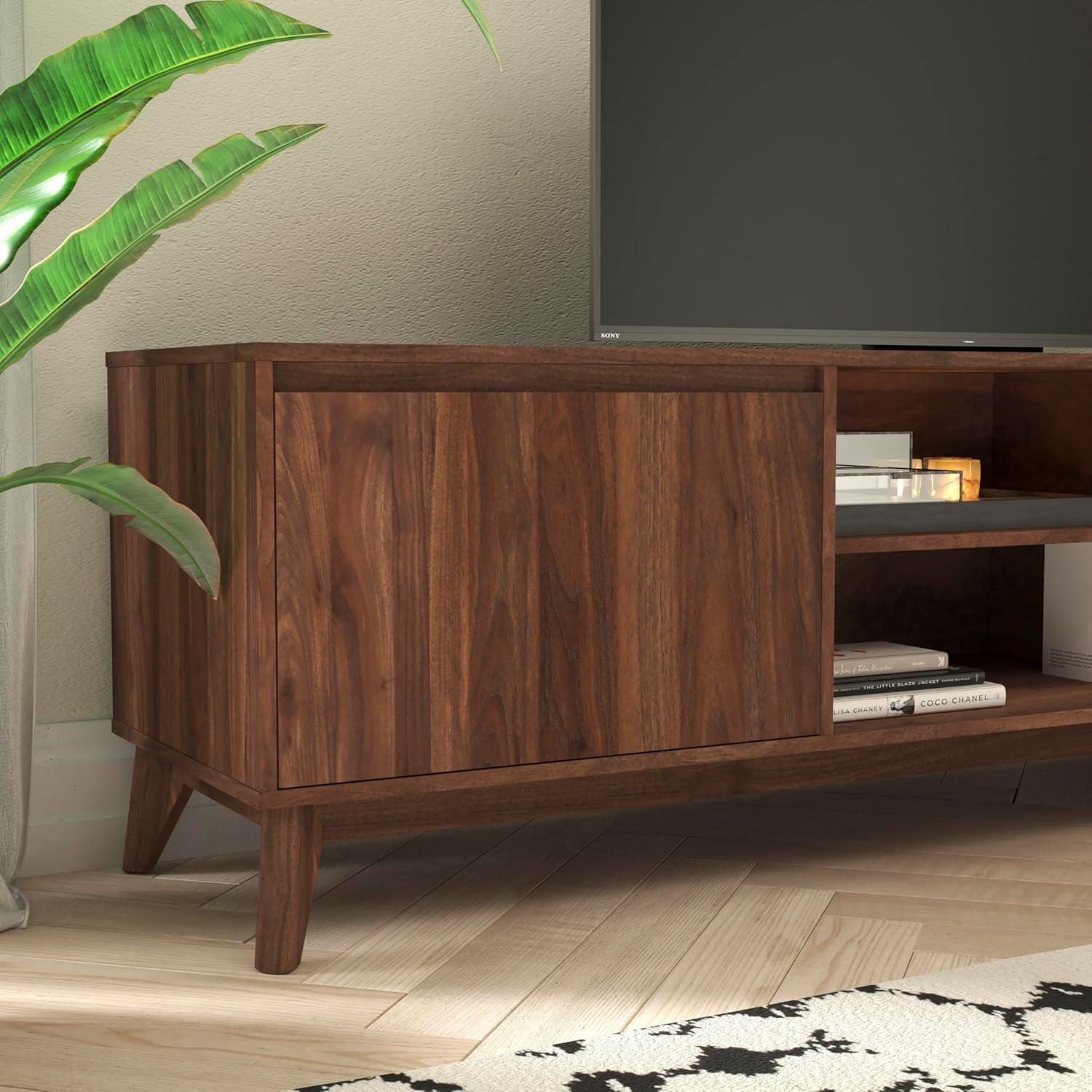 Flash Furniture Hatfield Mid-Century Modern TV Stand for up to 64 inch TV's - Media Center with Adjustable Center Shelf and Dual Soft Close Doors