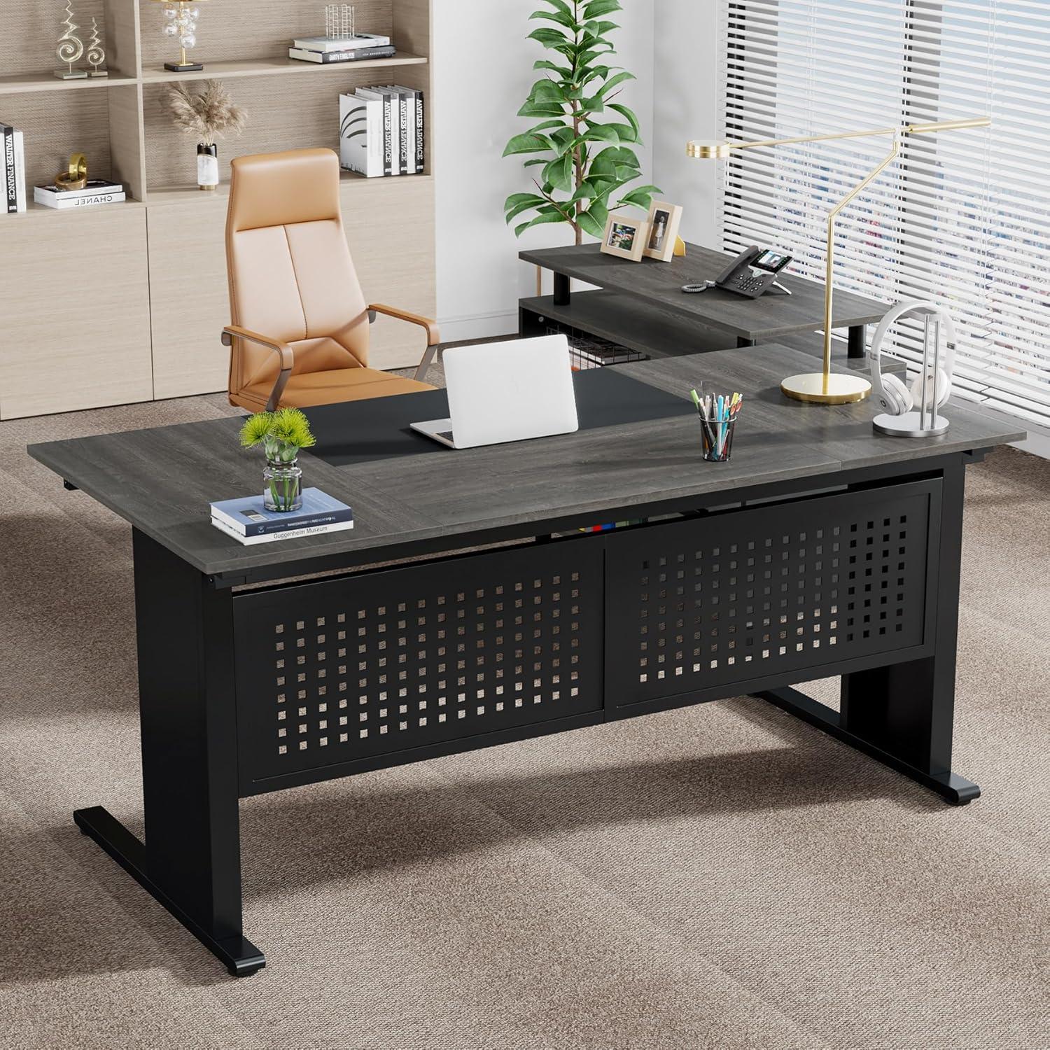 Ottovile 63'' W Executive Desk with File Cabinet for Home Office