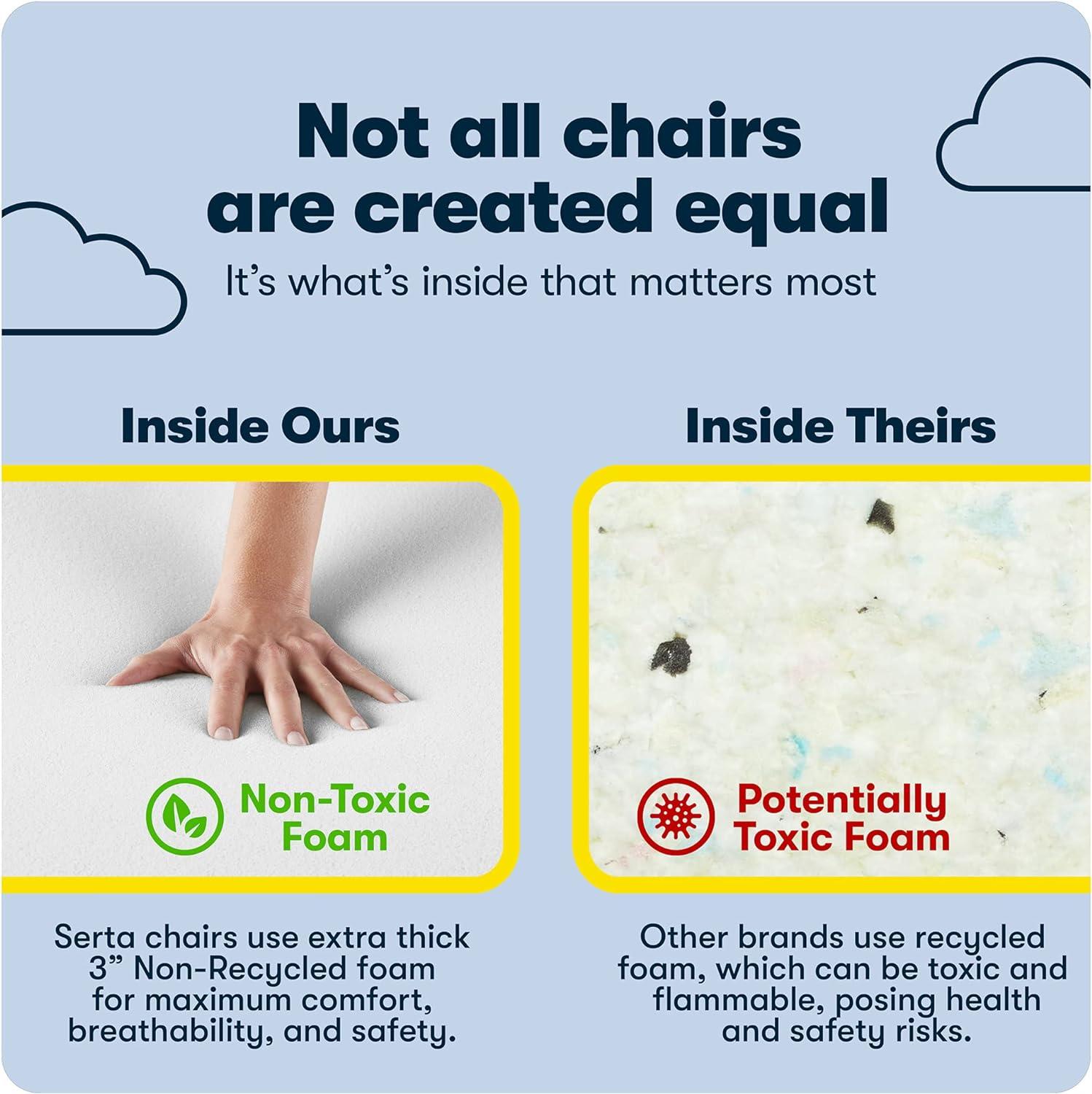 Big and Tall Executive Office Chair Opportunity Gray - Serta: Heavy-Duty, Ergonomic with Lumbar Support, Fixed Arms