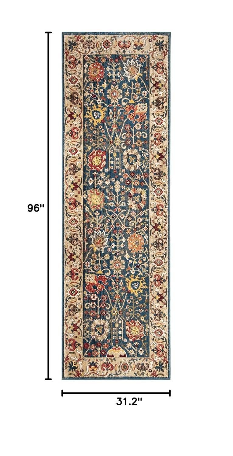 Kashan KSN303 Power Loomed Runner Rug - Blue/Tan - 2'6"x8' - Safavieh