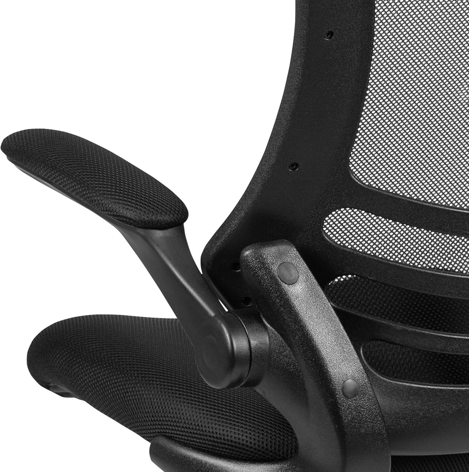 Flash Furniture Kelista Ergonomic Mesh Mid-Back Swivel Office Chair with Flip-Up Armrests, Black