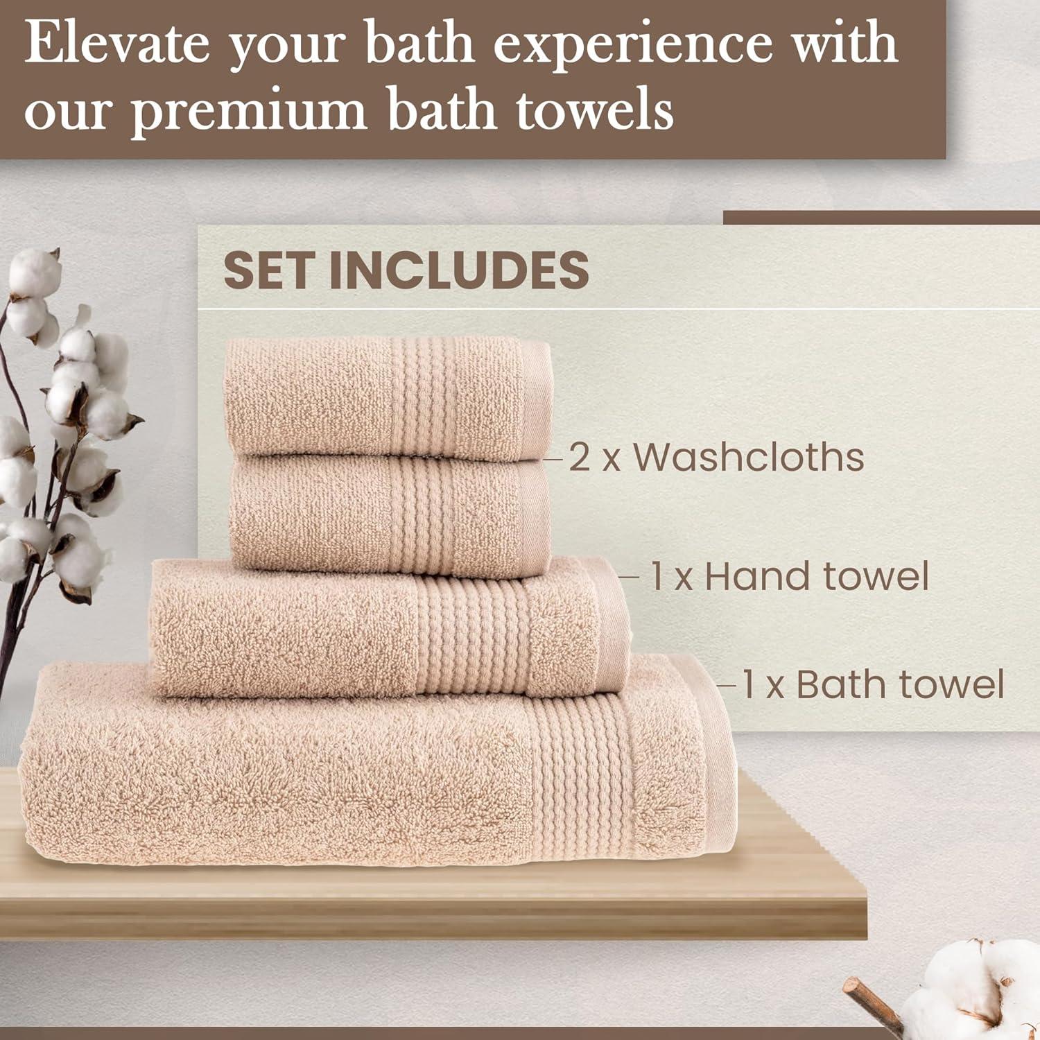 HALLEY Turkish Bath Towels Set - 2 Pack Bathroom Set, Ultra Soft, Machine Washable, Highly Absorbent, 100% Cotton - Luxury Spa Quality - Brown