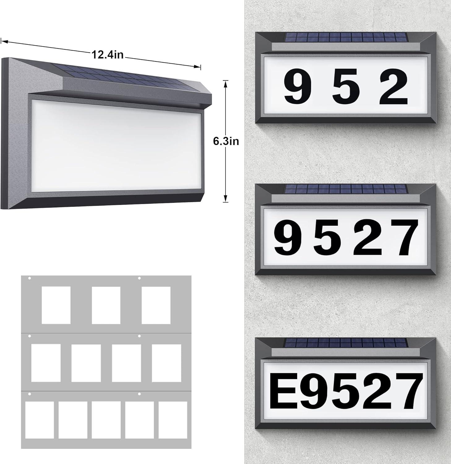 Gray Metal Solar LED Address Plaque with White Light