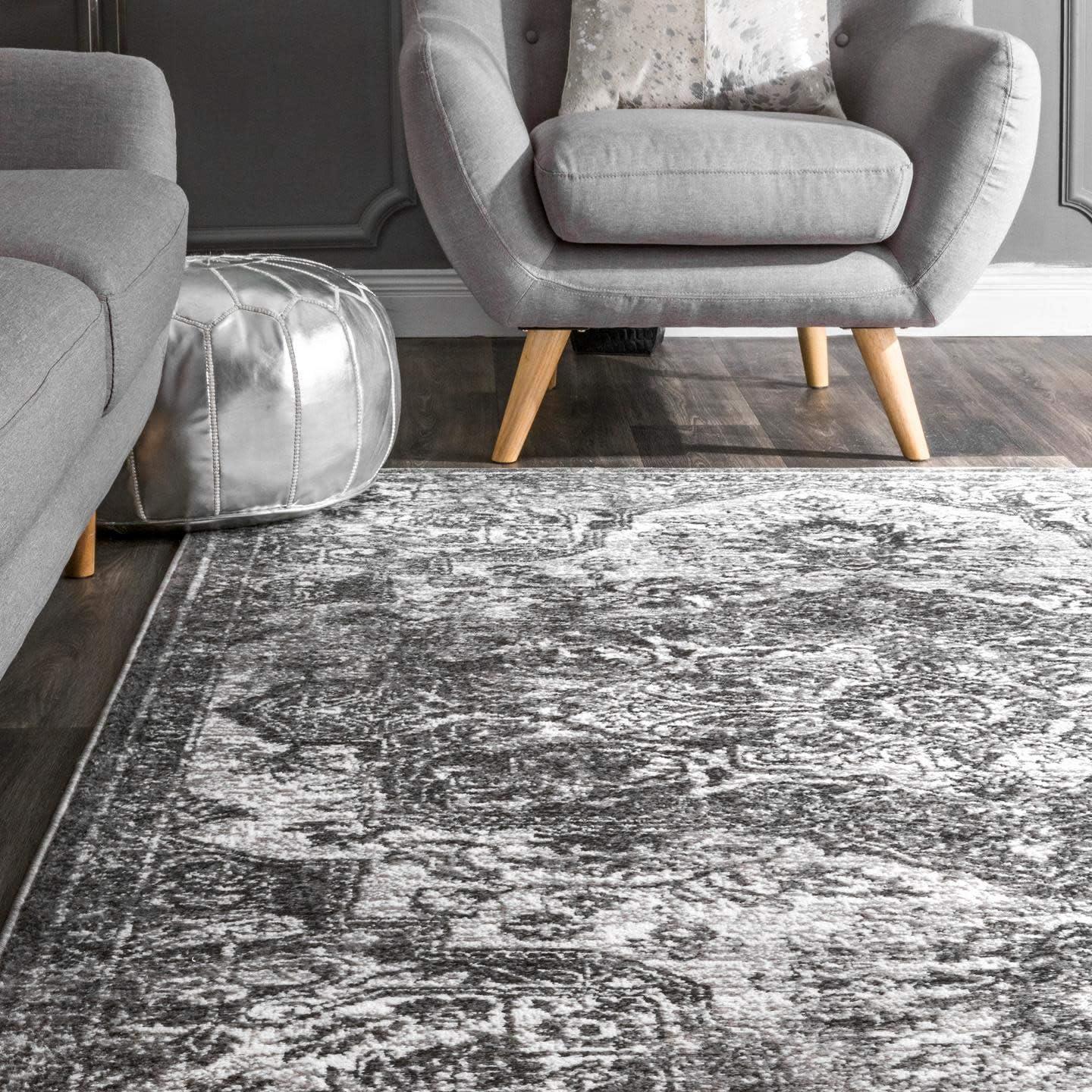 Elegance Redefined Gray Synthetic Medallion 3' x 5' Area Rug