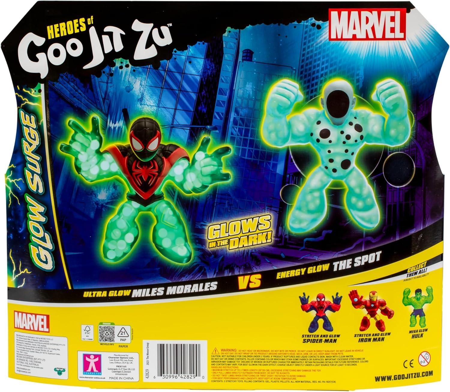 Heroes of Goo Jit Zu Marvel GLOW SURGE Miles Morales Versus Energy Glow The Spot,  Ages 4+