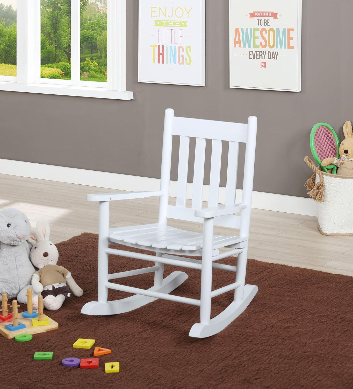 Annie Solid Wood Slat Back Youth Rocking Accent Chair White - Coaster