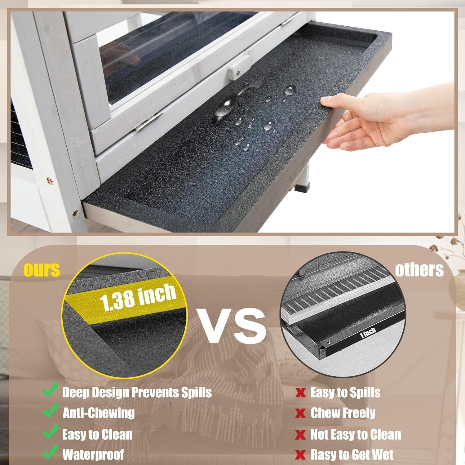 PETSCOSSET 3-Tier Wooden Hamster Cage with Storage Shelf Indoor Outdoor Large Guinea Pig Cage House and Habitat