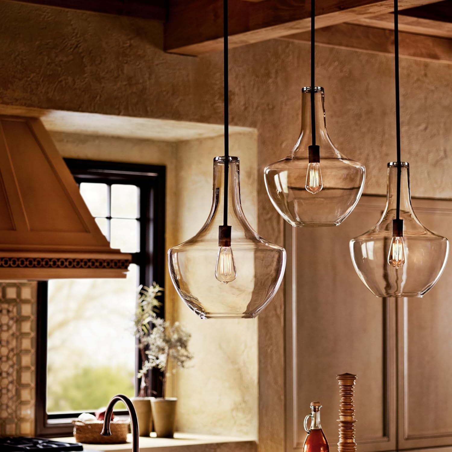 Kichler Everly 19.75" Transitional 1 Light Olde Bronze Pendant Light with Clear Glass