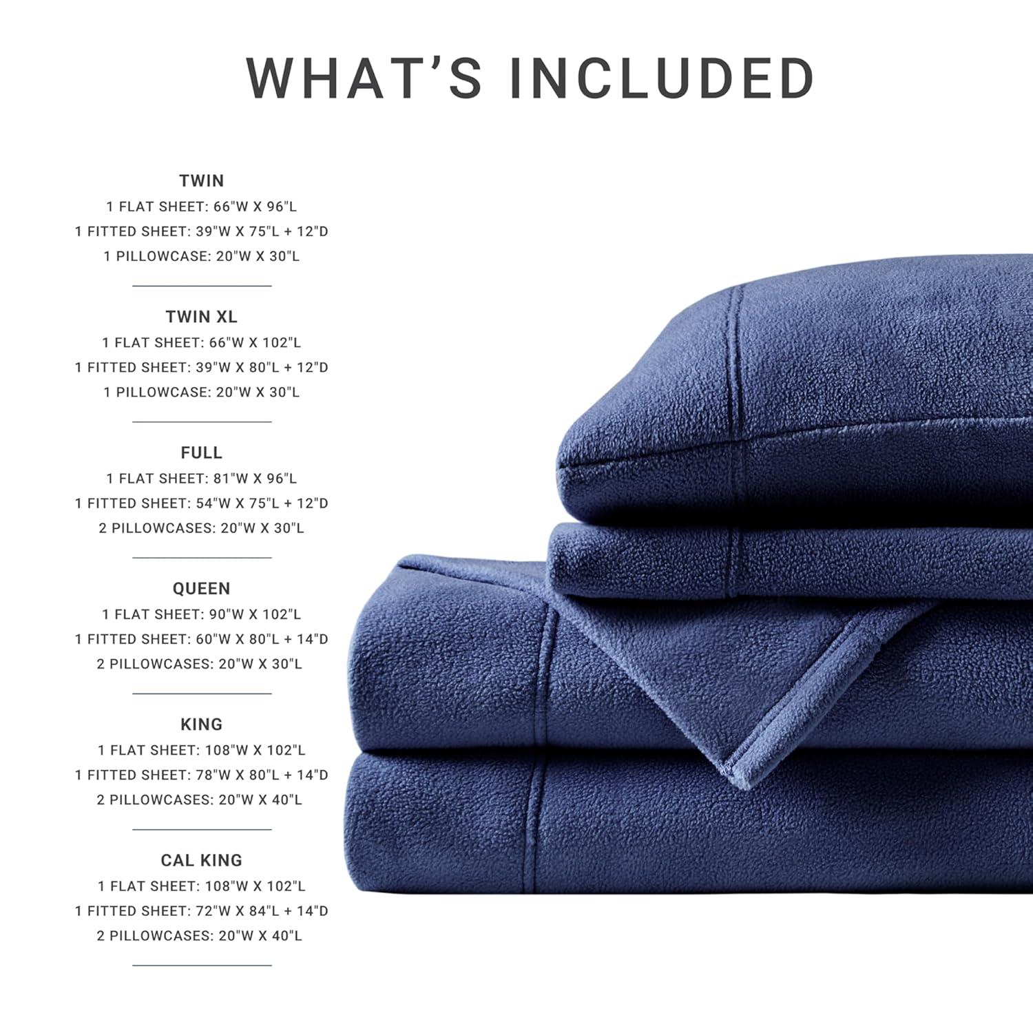 Full Micro Fleece Sheet Set Navy - True North by Sleep Philosophy