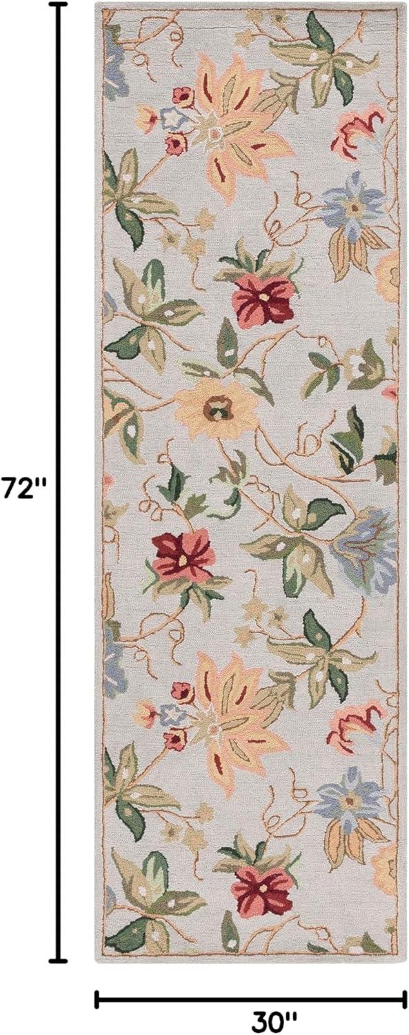 SAFAVIEH Chelsea Gisselle Bordered Wool Runner Rug, Grey, 2'6" x 6'
