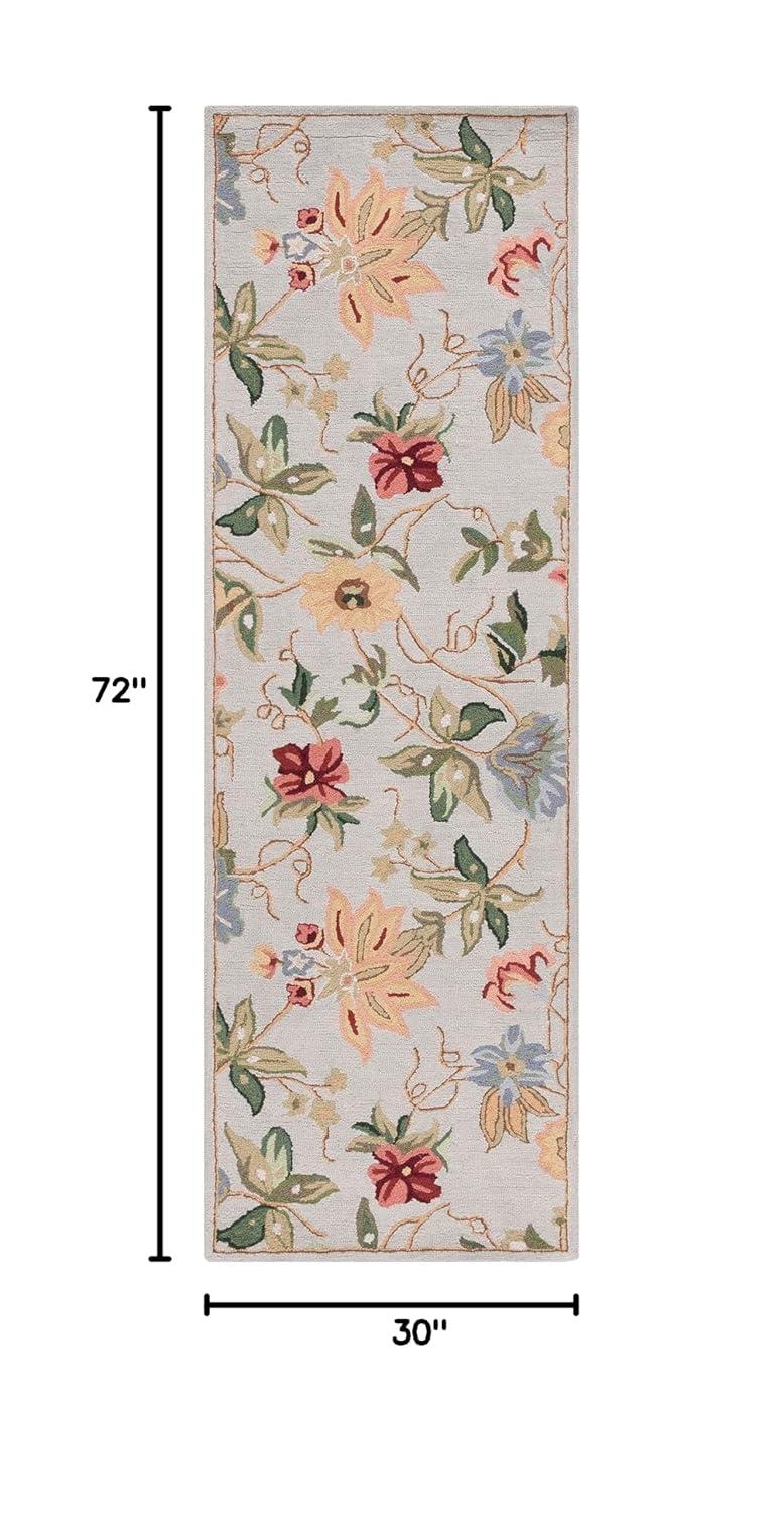 SAFAVIEH Chelsea Gisselle Bordered Wool Runner Rug, Grey, 2'6" x 6'