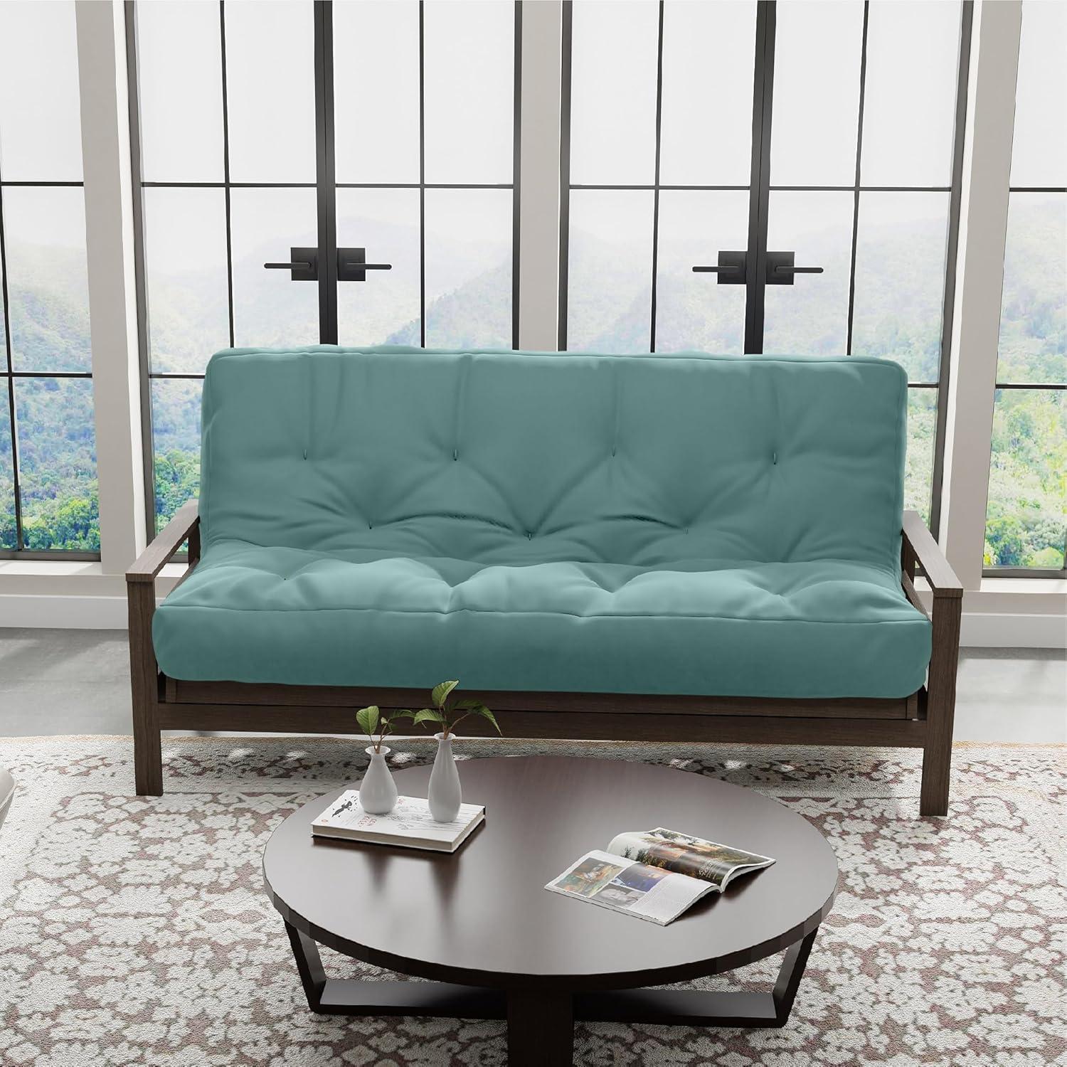 Loosh Home | 10" Full Size Futon Sofa Bed Pocket Coil Foam Mattress - USA Made, Teal, No Frame