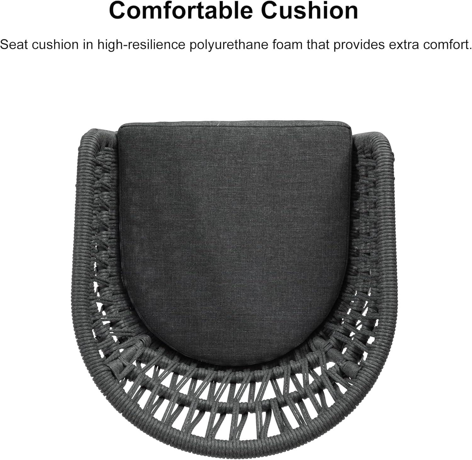 PURPLE LEAF Outdoor Rattan 29" Bar Stools Set of 2, Modern Boho Aluminum Patio Bar Height Chair with Cushion and Back for Outdoor and Indoor, Grey