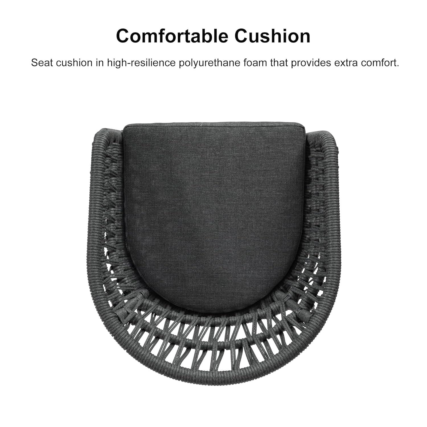 PURPLE LEAF Outdoor Rattan 29" Bar Stools Set of 2, Modern Boho Aluminum Patio Bar Height Chair with Cushion and Back for Outdoor and Indoor, Grey