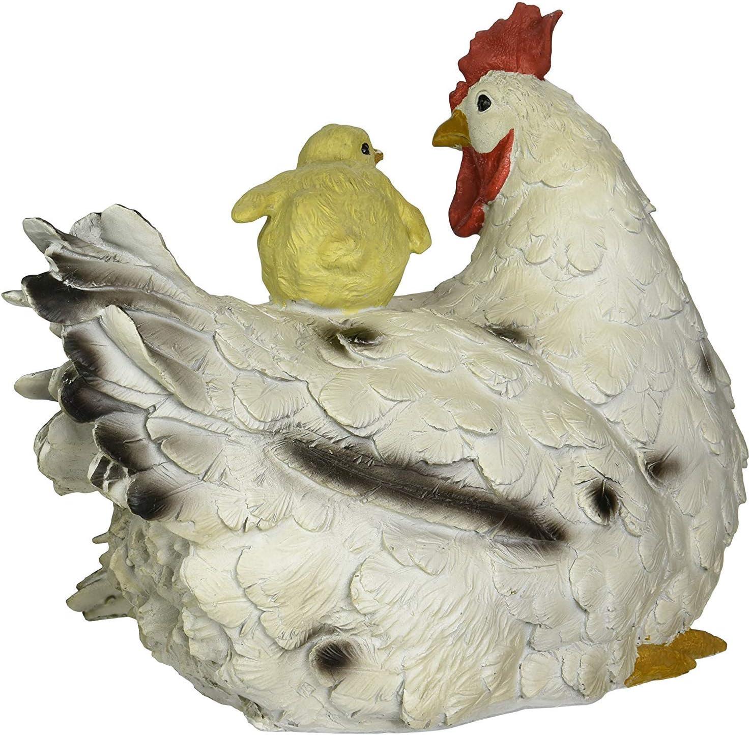 Hand-Painted Resin Mother Hen and Chick Statue