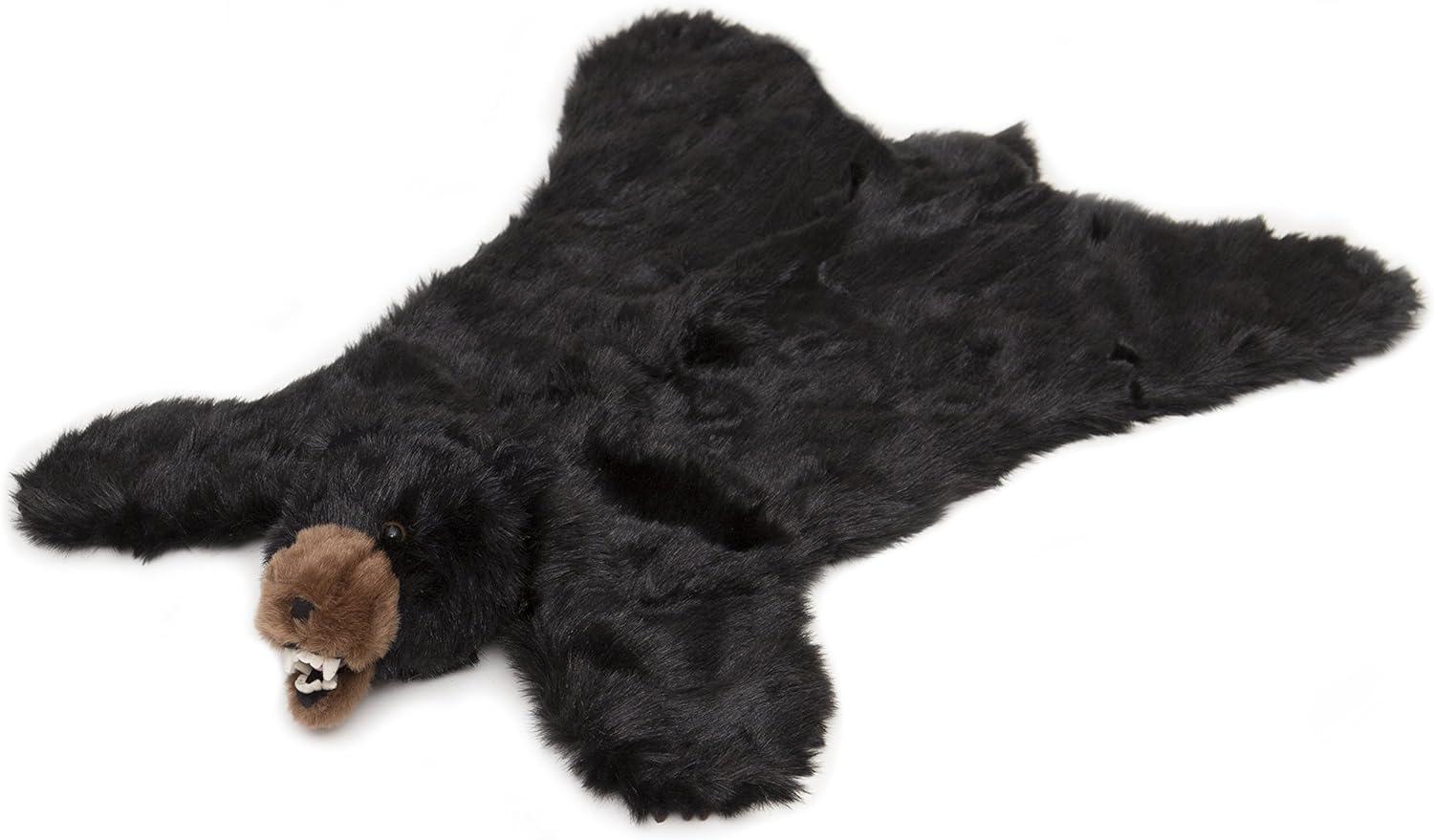 Large Black Plush Bear Kids Animal Rug