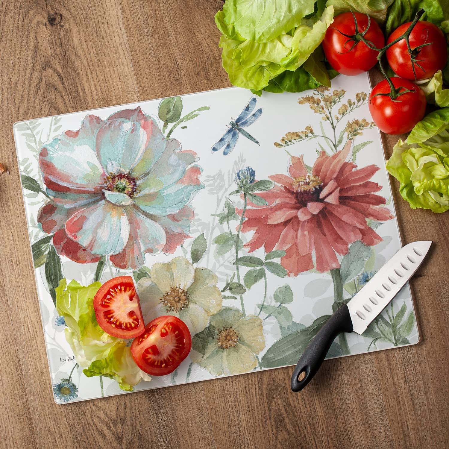 CounterArt Spring Meadow Tempered Glass Cutting Board