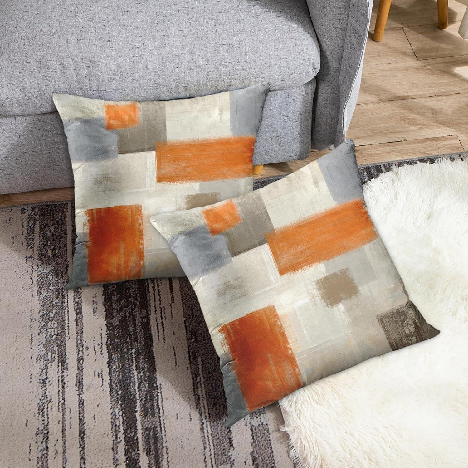 Emvency Set of 2 Blue White and Gray Throw Pillow Covers Modern Abstract Painting Decorative Sofa Pillow Cases Home Decor Standard Square 16x16 Inches Pillowcases