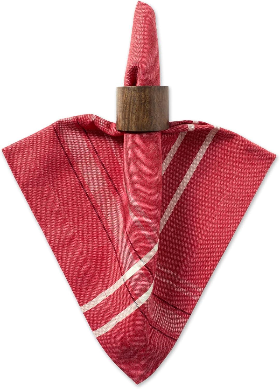 Red Chambray Cotton Farmhouse Style Napkin Set, 20x20, 6 Piece